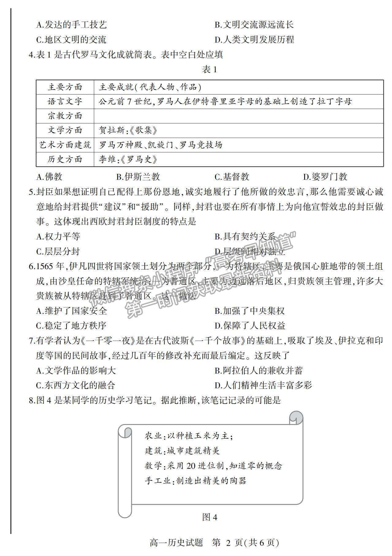 2021山東省臨沂市蘭山區(qū)、蘭陵縣高一下學(xué)期期中考試歷史試卷及答案