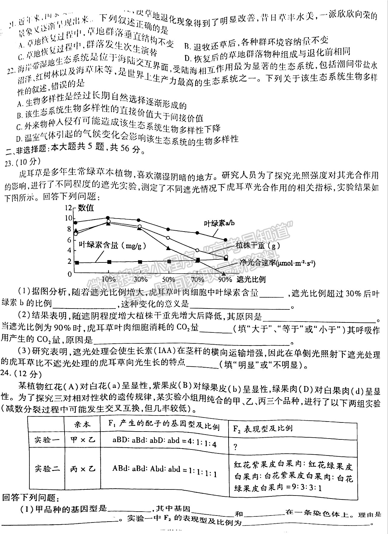 2022安徽五校聯(lián)盟高三開學(xué)考試生物試卷