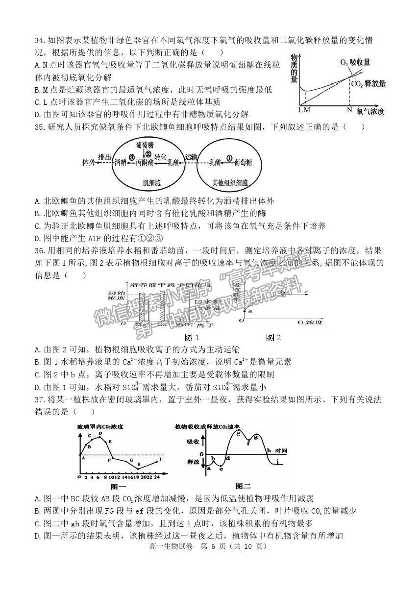 2021黑龍江省齊齊哈爾市高一下學(xué)期期末考試生物試題及參考答案