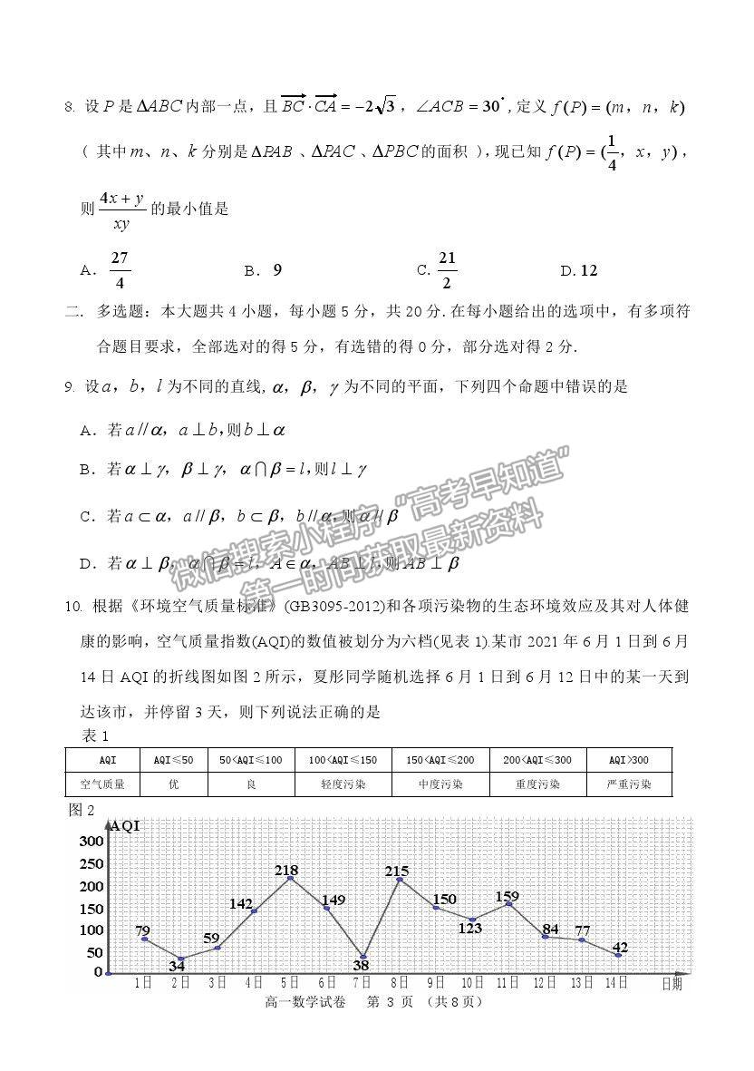 2021黑龍江省齊齊哈爾市高一下學期期末考試數學試題及參考答案