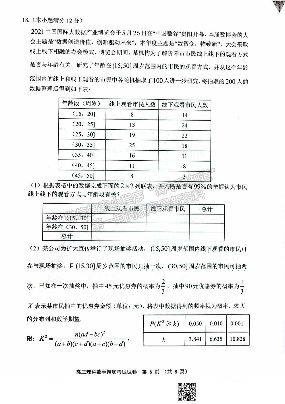 2022貴陽市高三摸底考試理數(shù)試卷及答案