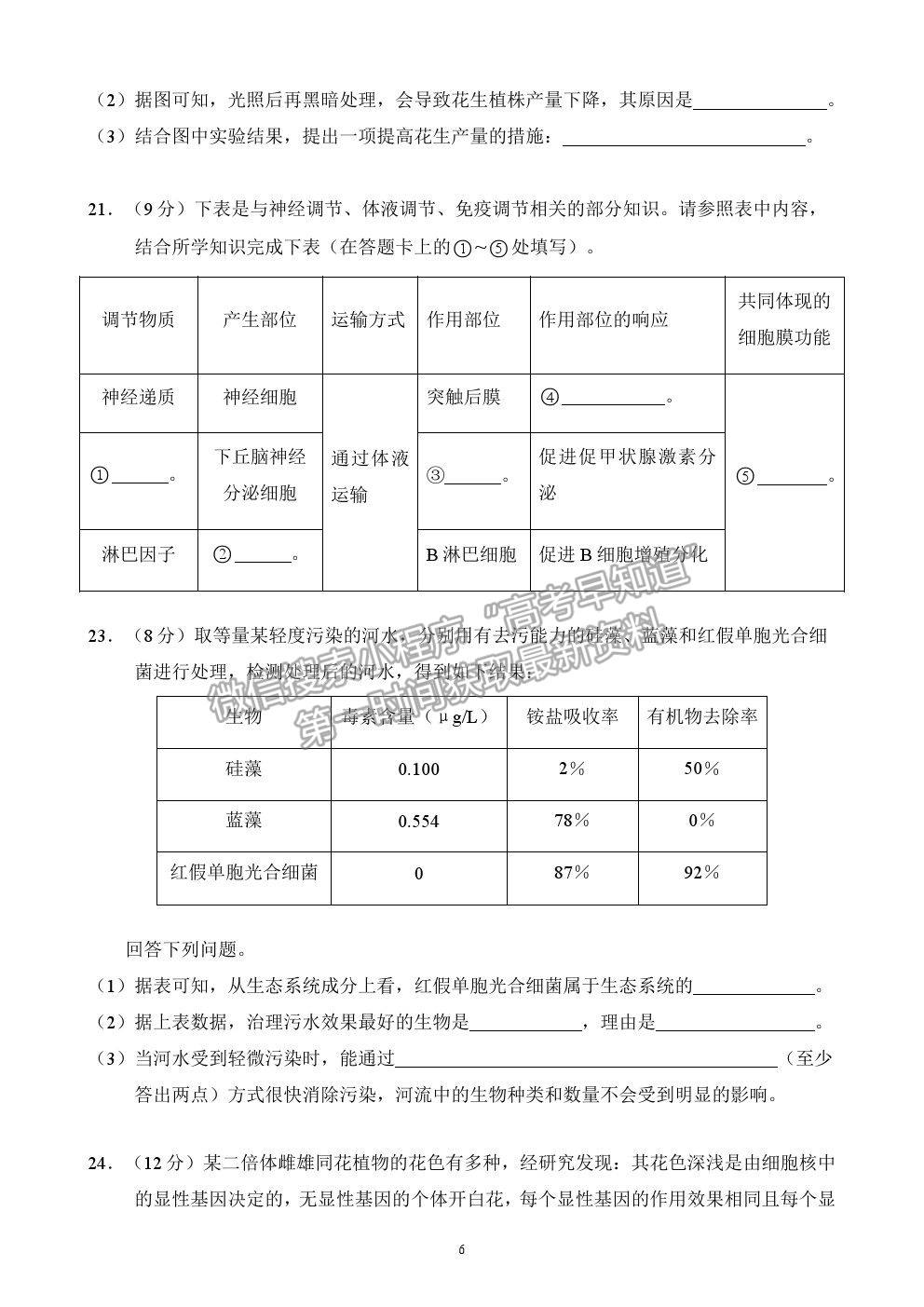 2022貴陽市高三摸底考試生物試卷及答案