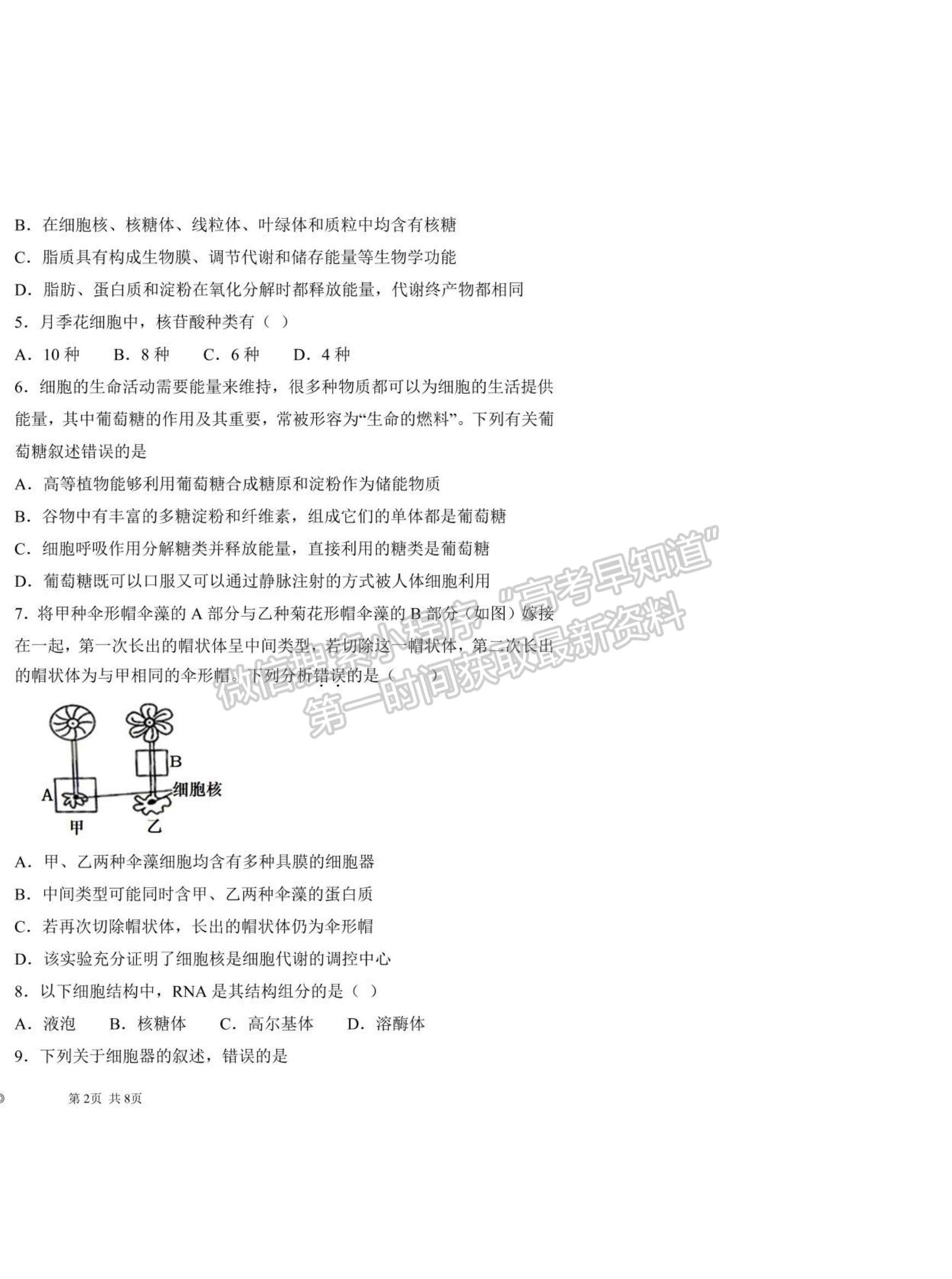 2021河南省商丘市柘城縣柘城第四高級中學高二下學期期末考試生物試題及答案