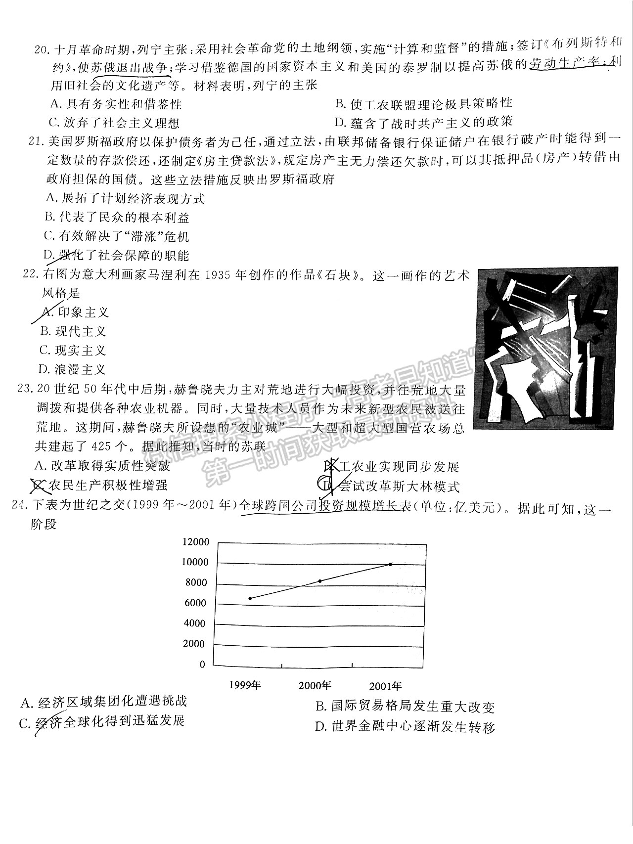 2022皖江名校聯(lián)盟高三8月聯(lián)考?xì)v史試卷及答案