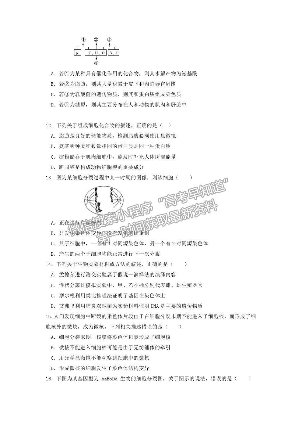 2022黑龍江省大慶鐵人中學(xué)高三上學(xué)期開學(xué)考試生物試題及參考答案