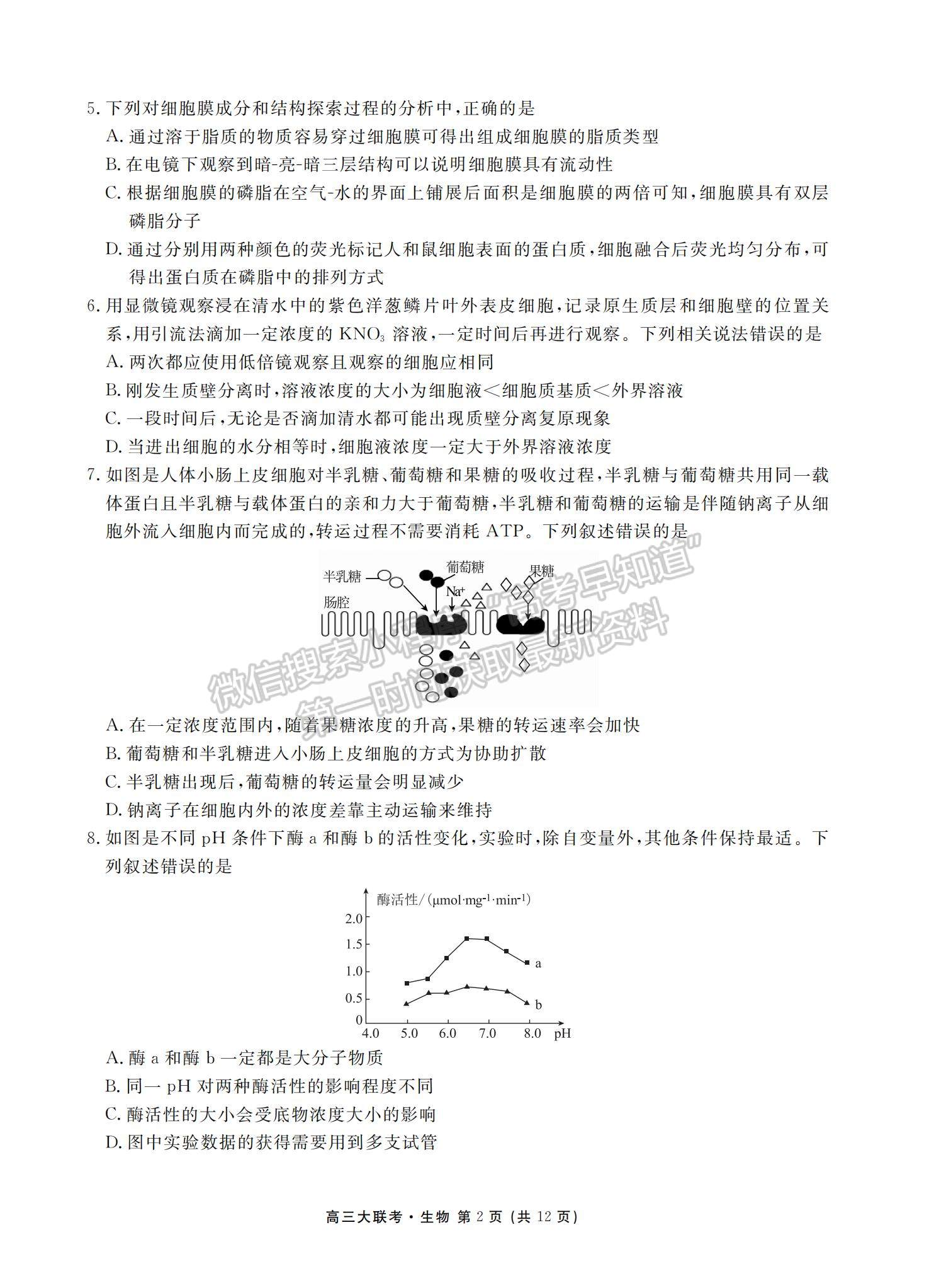 2022衡水中學高三8月大聯(lián)考生物試卷及答案