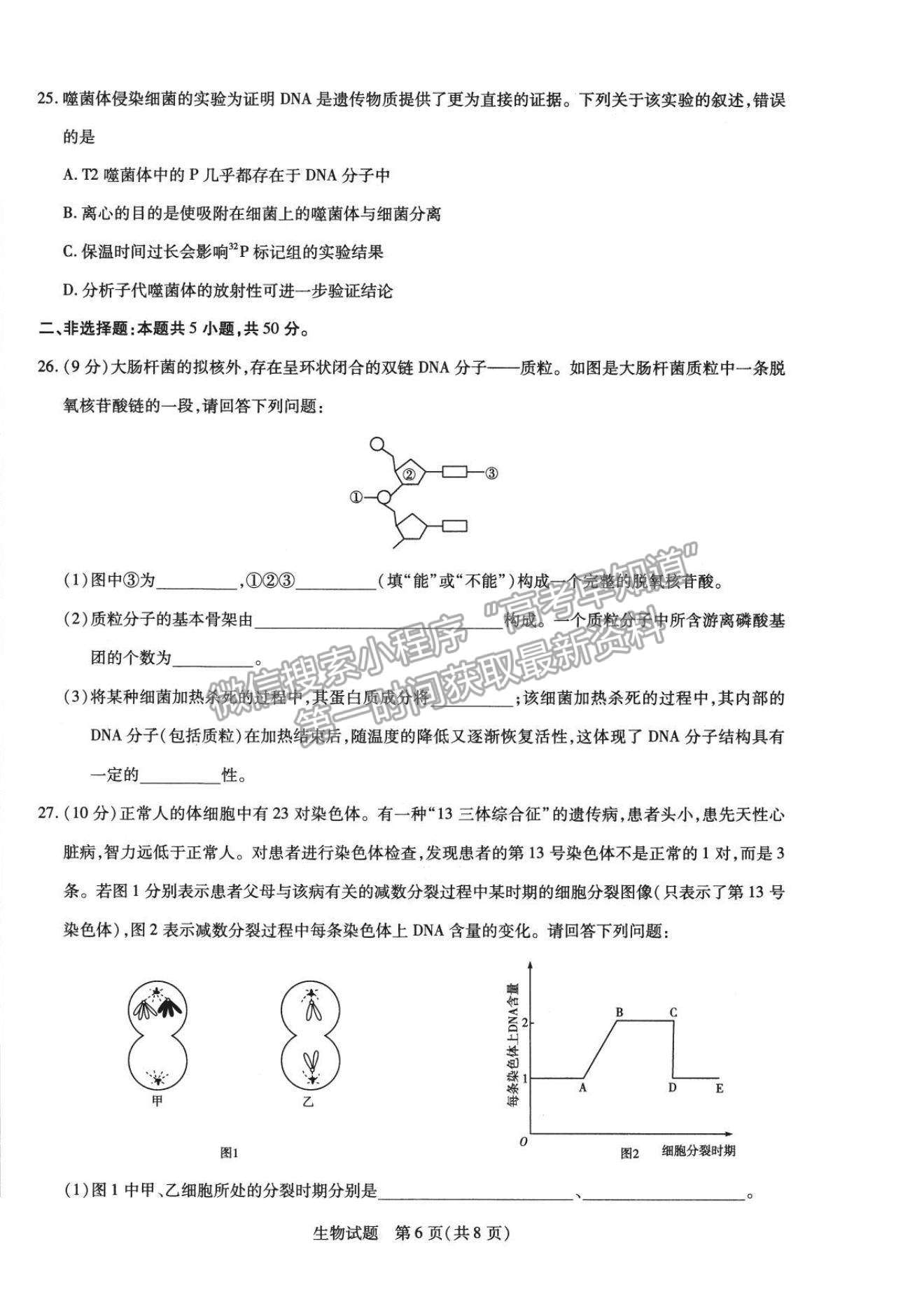 2021合肥六中高一下學(xué)期期中考試生物試題及答案