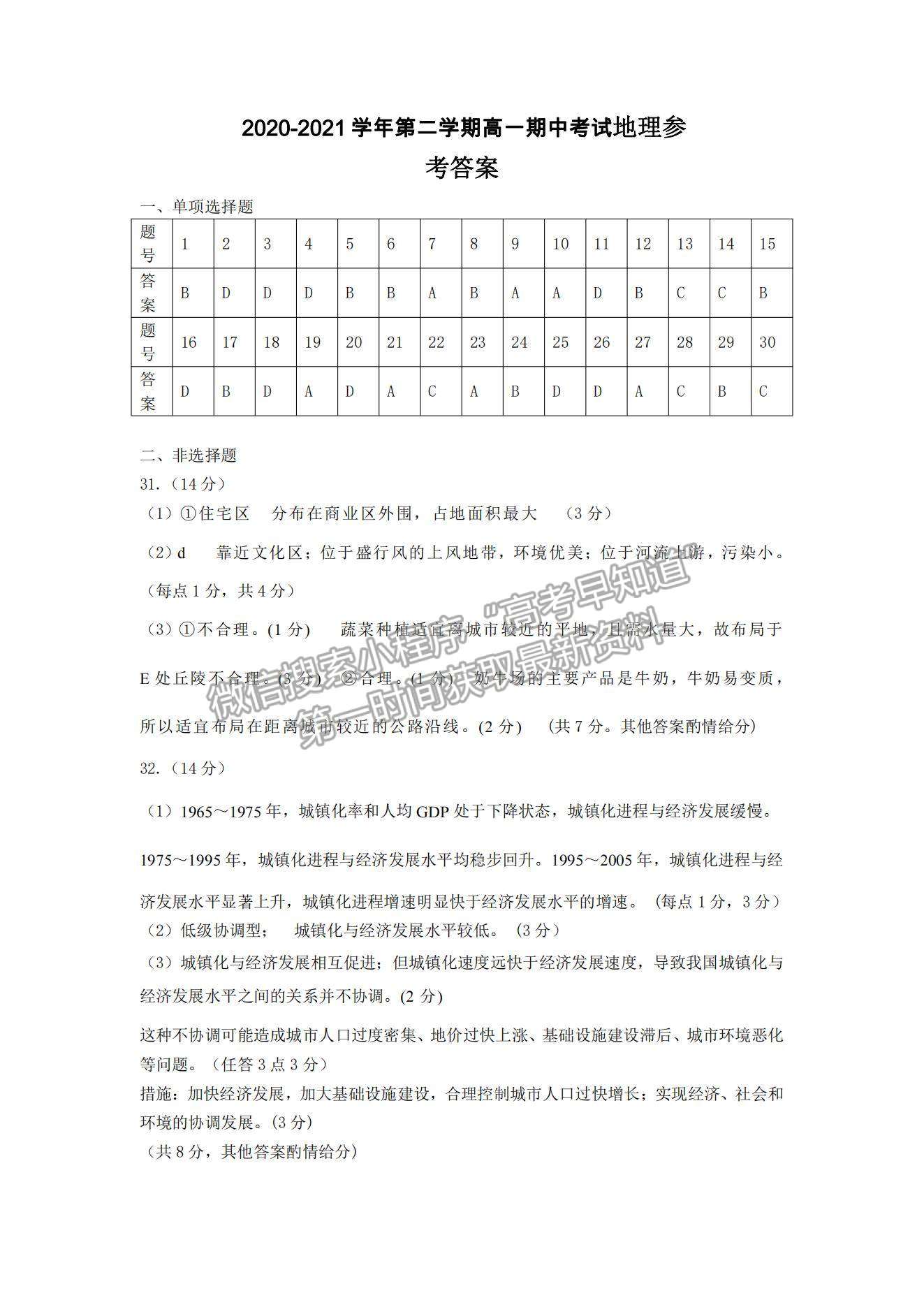 2021合肥六中高一下學(xué)期期中考試地理試題及答案