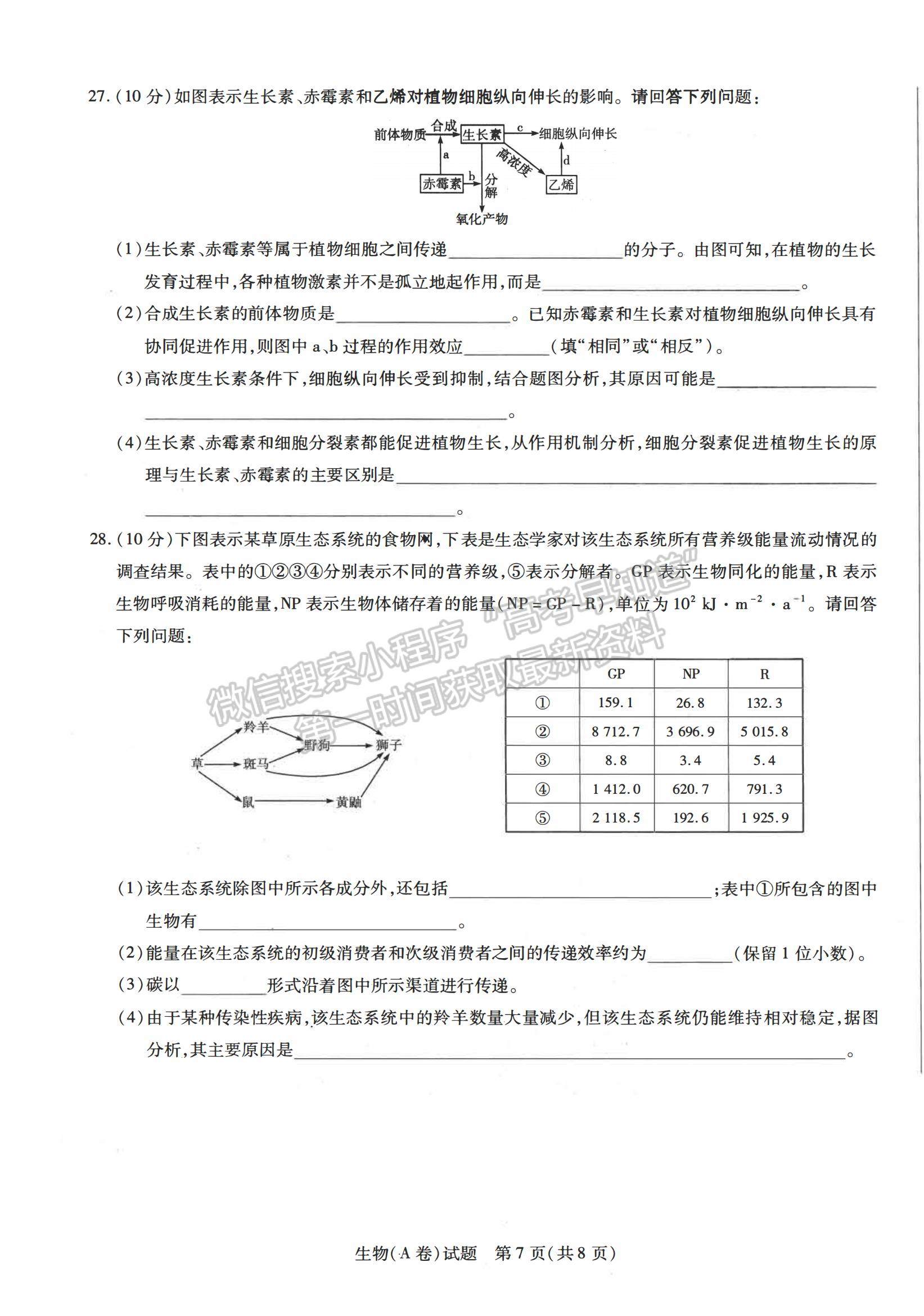 2021合肥六中高二下學(xué)期期中考試生物試題及答案