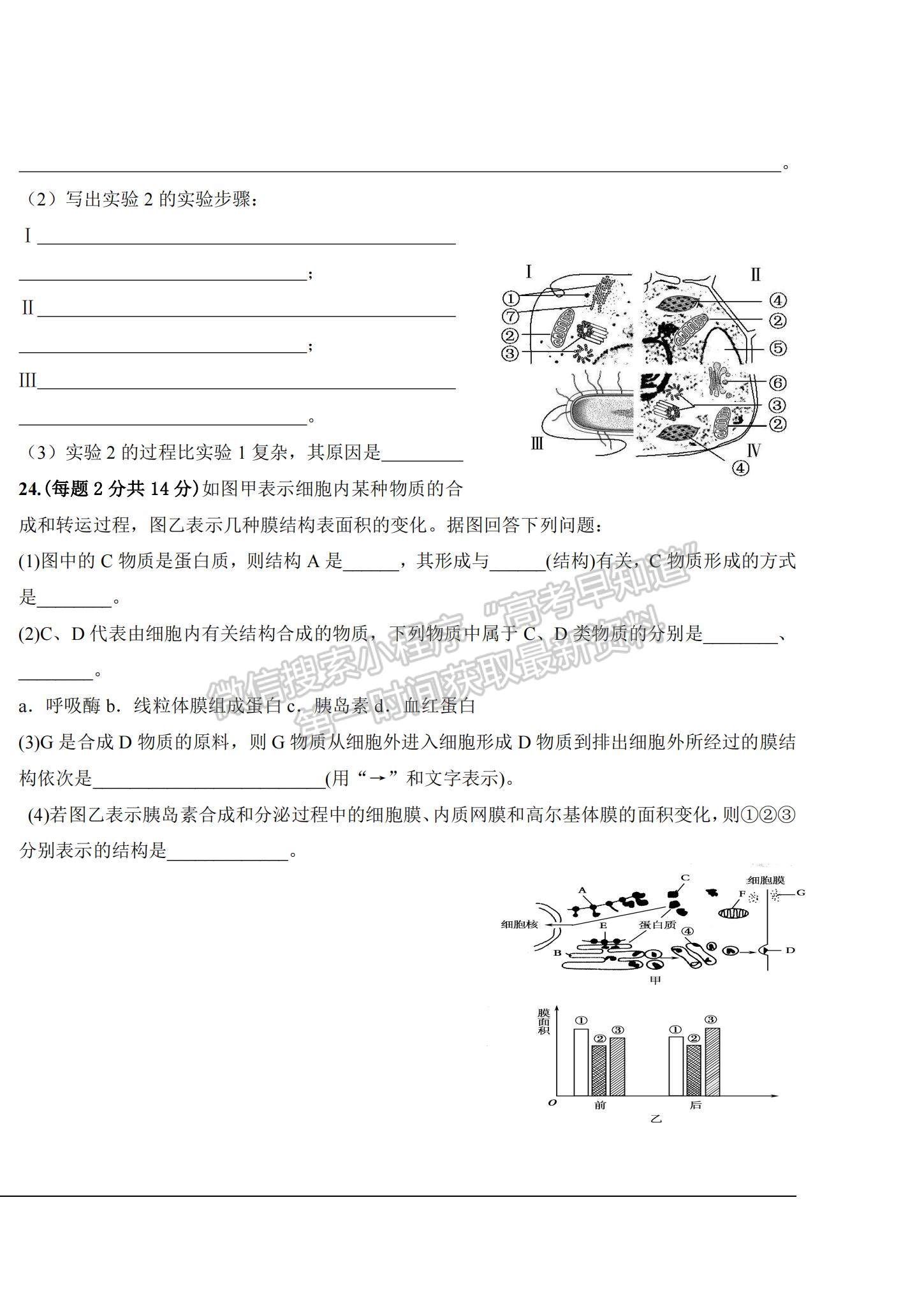 2022廣東省梅州市大埔縣田家炳實(shí)驗(yàn)中學(xué)高三上學(xué)期第一次段考（月考）生物試題及答案