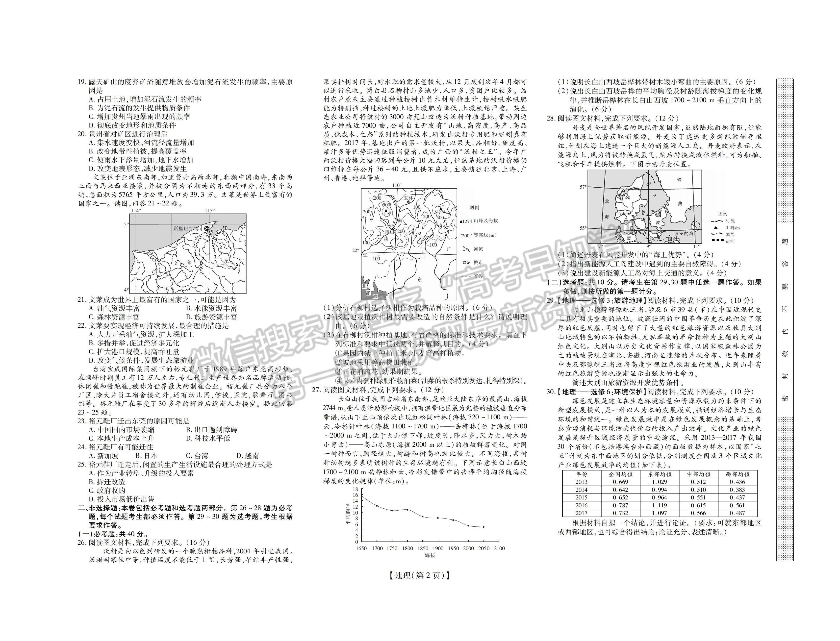 江西贛撫吉名校2022屆高三聯(lián)考地理試題及參考答案