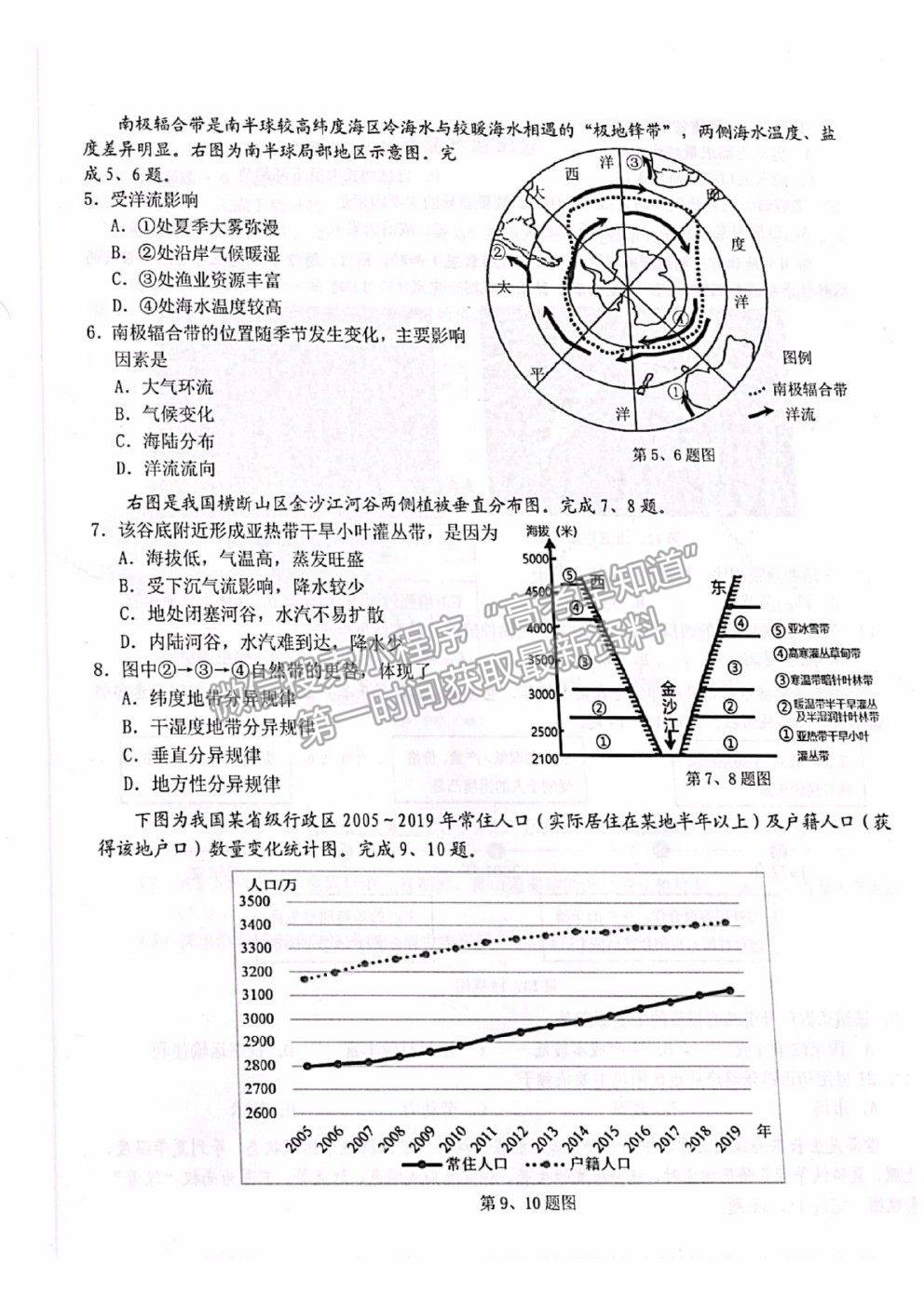 2022浙江省Z20名校聯(lián)盟（名校新高考研究聯(lián)盟）高三第一次聯(lián)考地理試題及答案