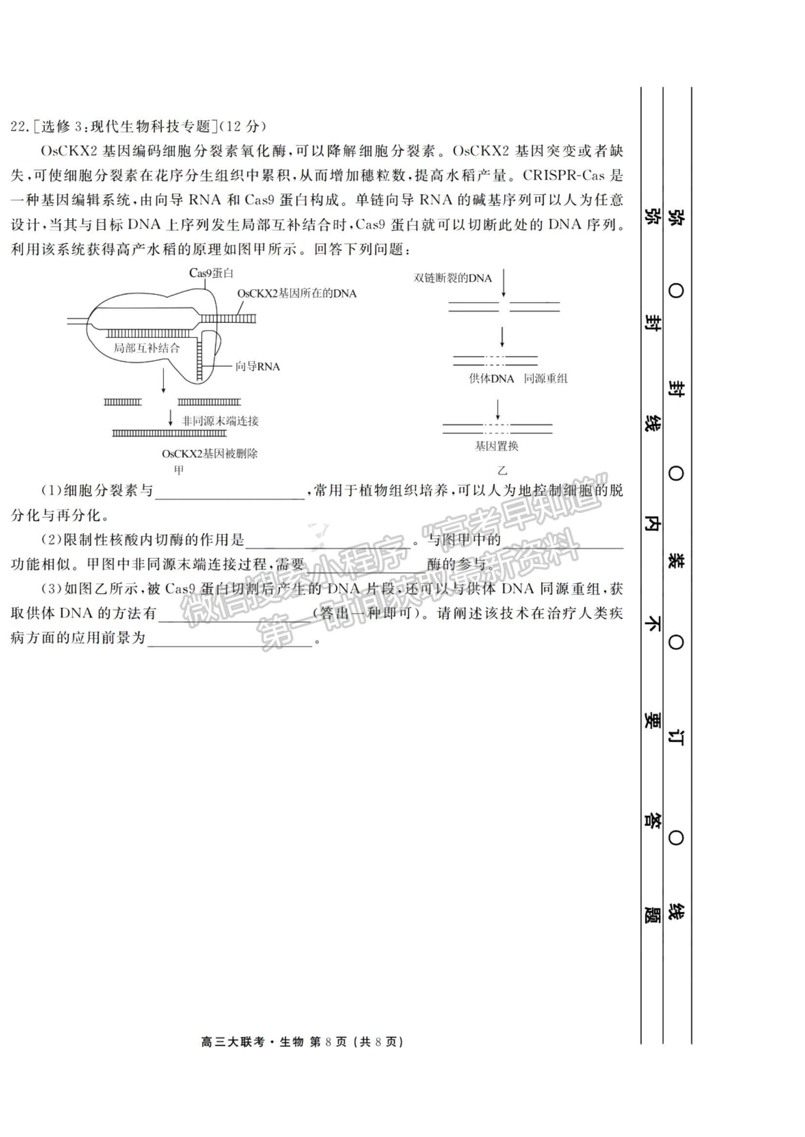 2021廣東省新高考普通高中聯(lián)合質(zhì)量測(cè)評(píng)新高三省級(jí)摸底聯(lián)考生物試題及答案