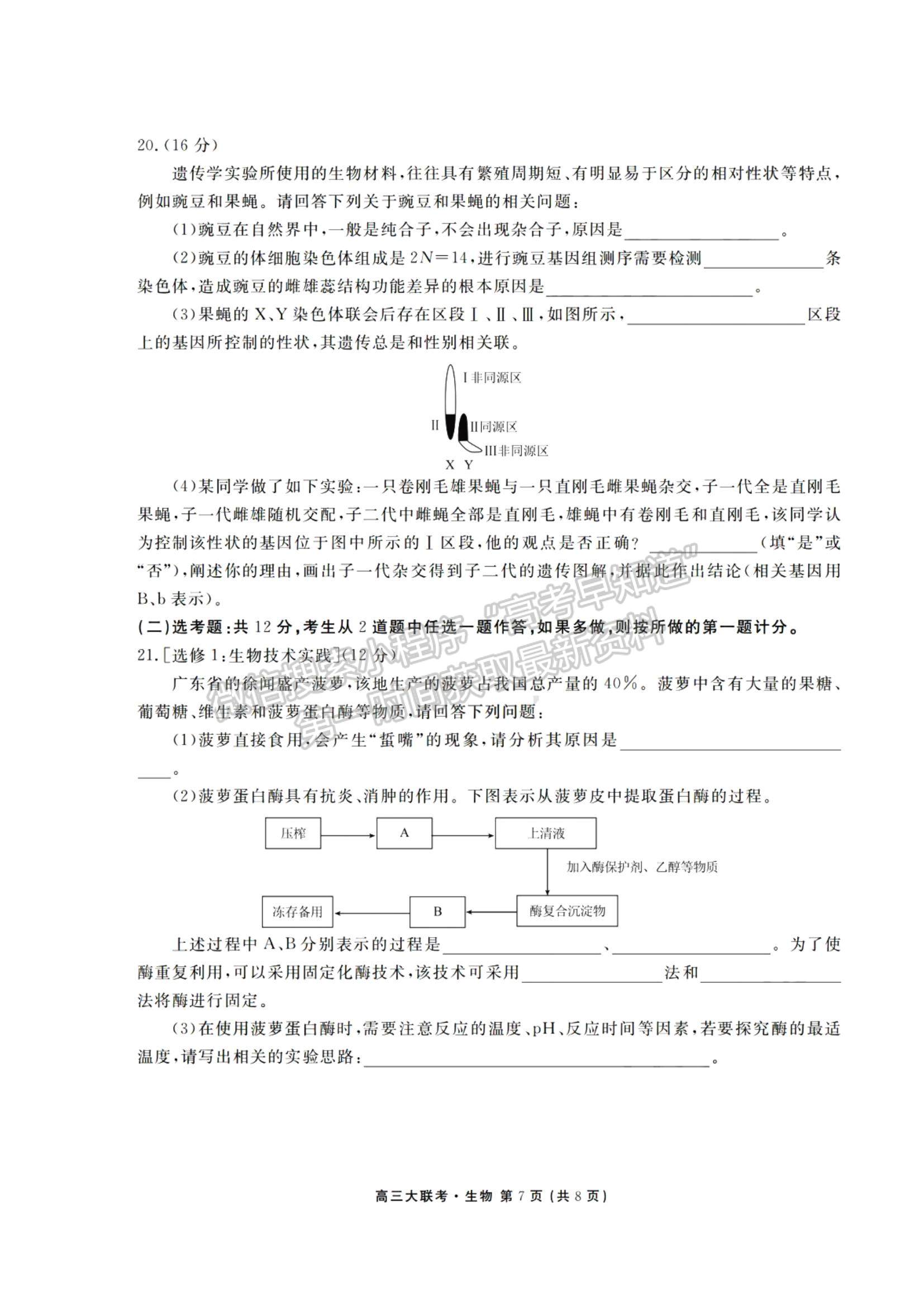 2021廣東省新高考普通高中聯(lián)合質(zhì)量測(cè)評(píng)新高三省級(jí)摸底聯(lián)考生物試題及答案