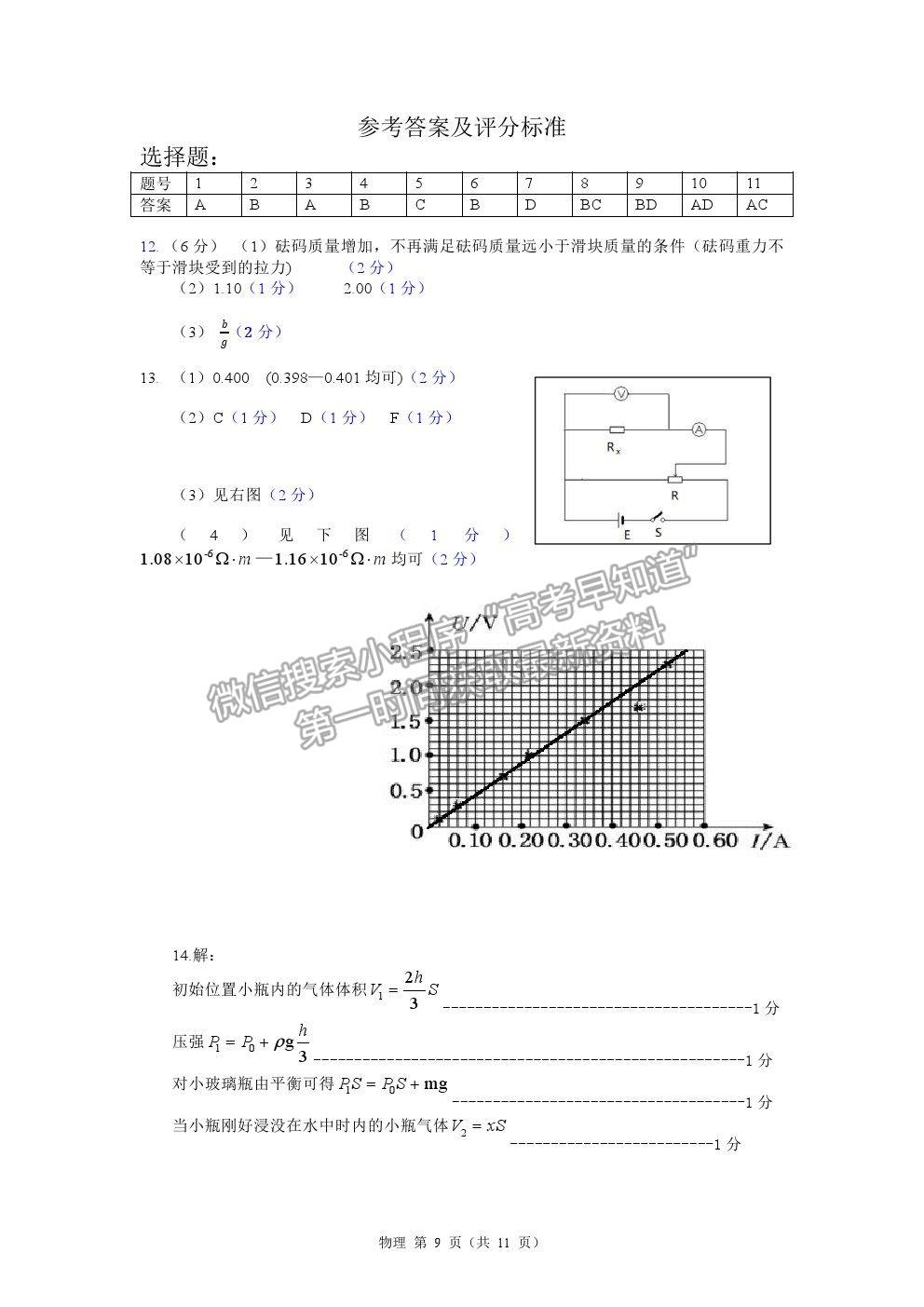 2022湖北省恩施州高三年級(jí)第一次教學(xué)質(zhì)量監(jiān)測(cè)考試物理試題及答案