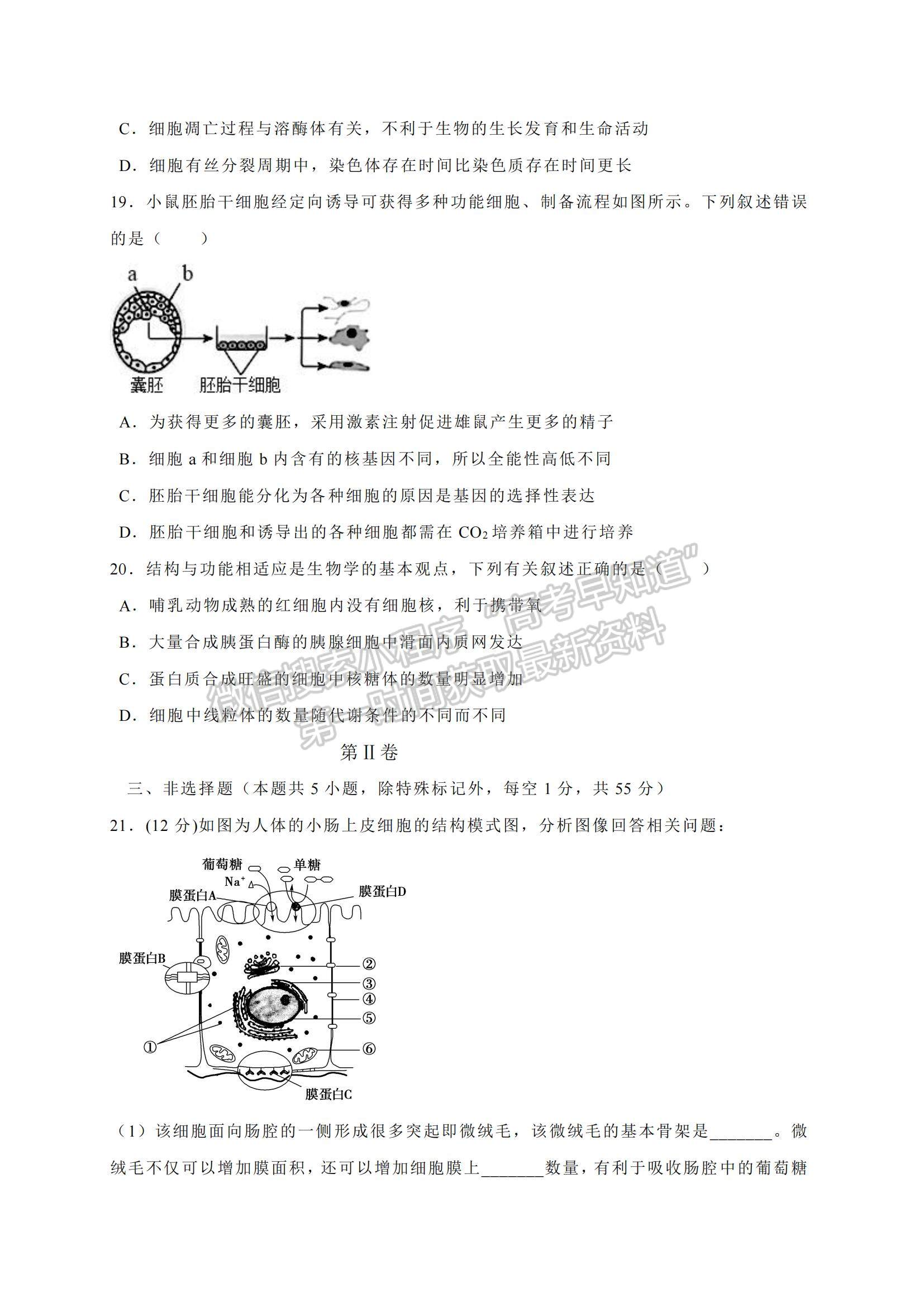 2021遼寧省鐵嶺市六校高二下學(xué)期期末聯(lián)考生物試題及參考答案