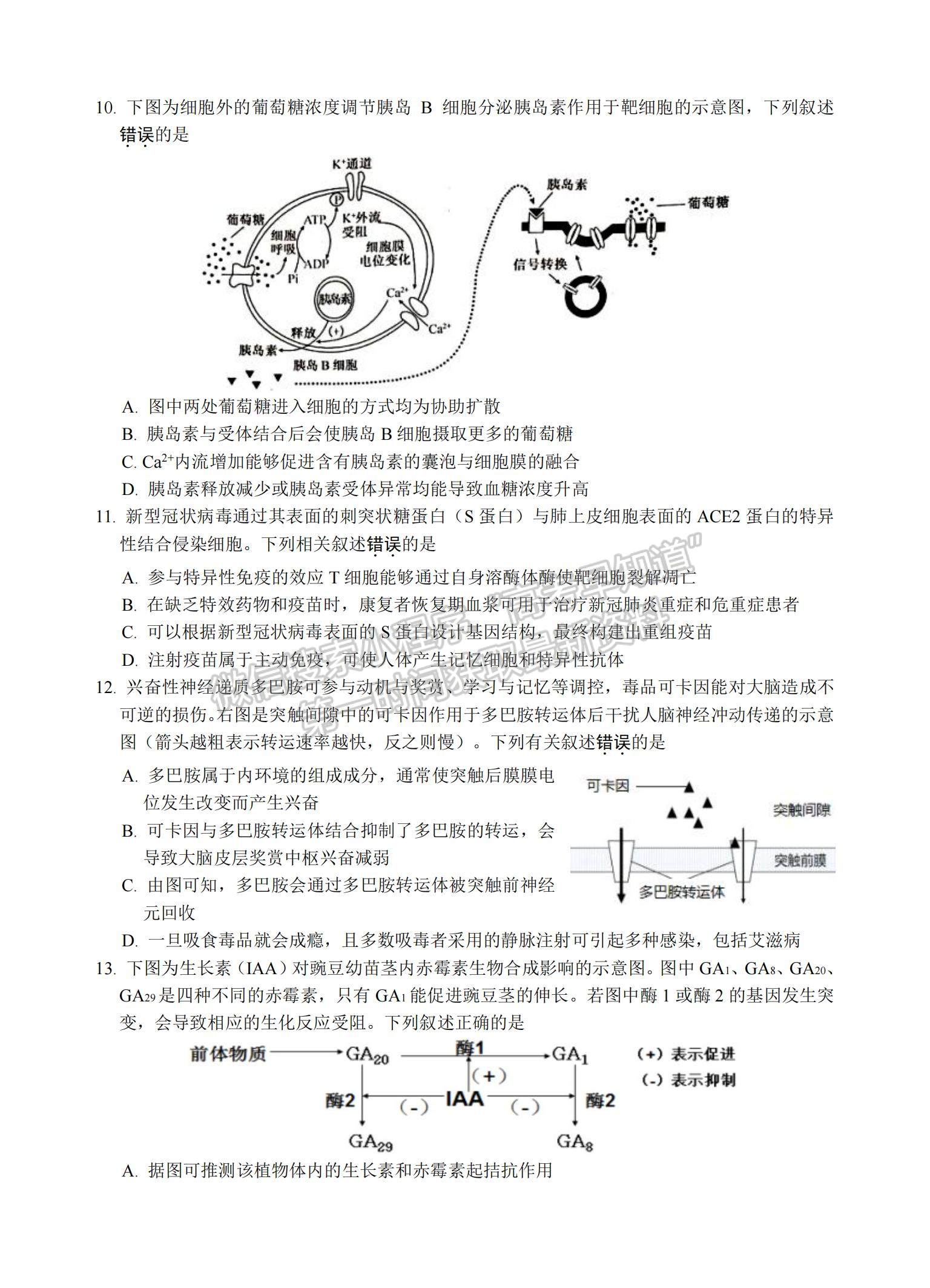 2021江蘇省蘇州中學(xué)高二暑期自主學(xué)習(xí)質(zhì)量評(píng)估生物試題及參考答案