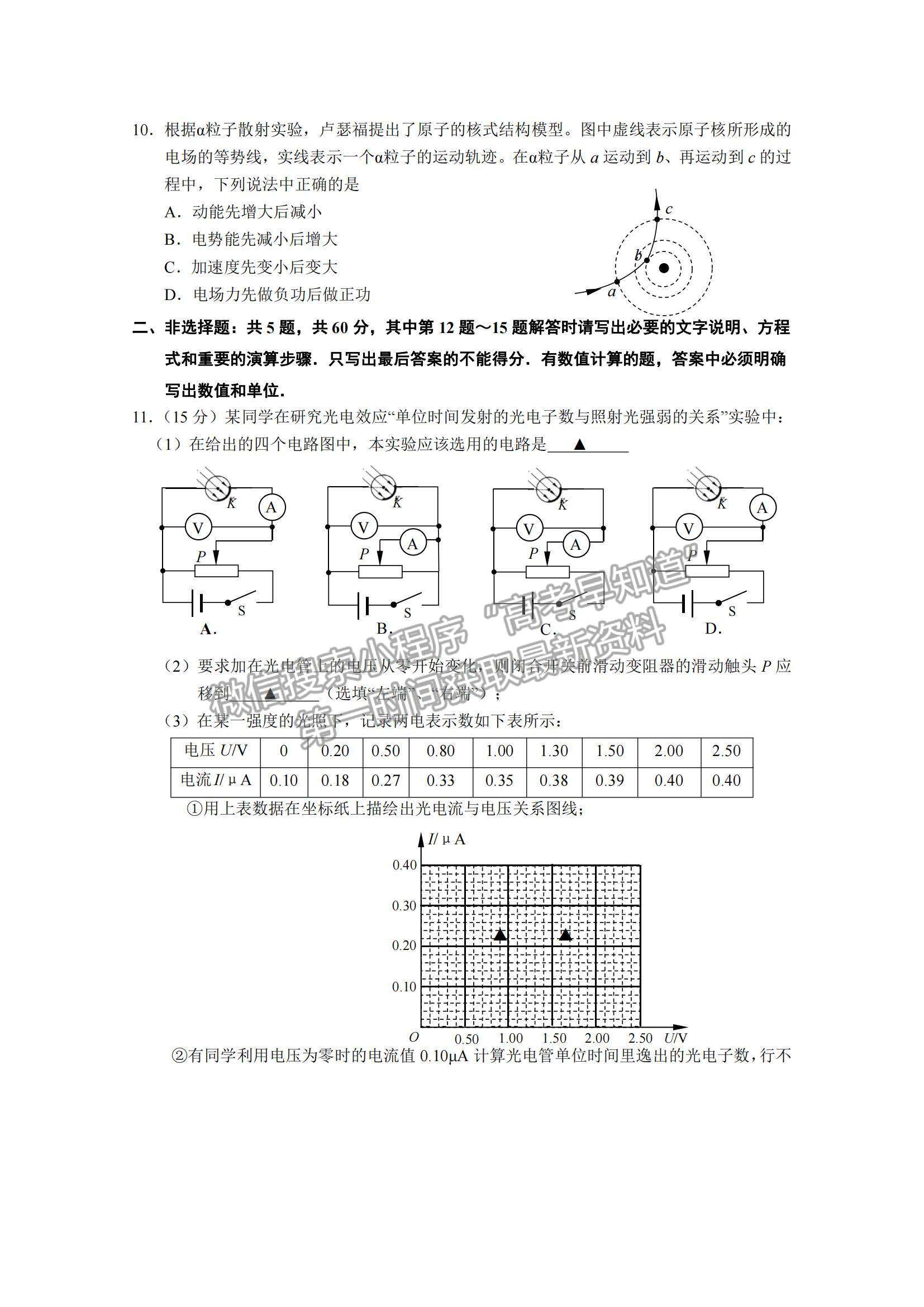 2021江蘇省鹽城市高二下學期期終考試物理試題及參考答案