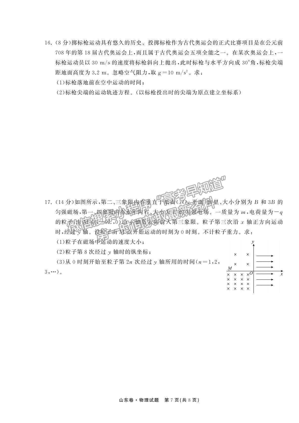 2022衡中同卷-天舟高考高三第一次質(zhì)量檢測(cè)（山東卷）物理試題及參考答案