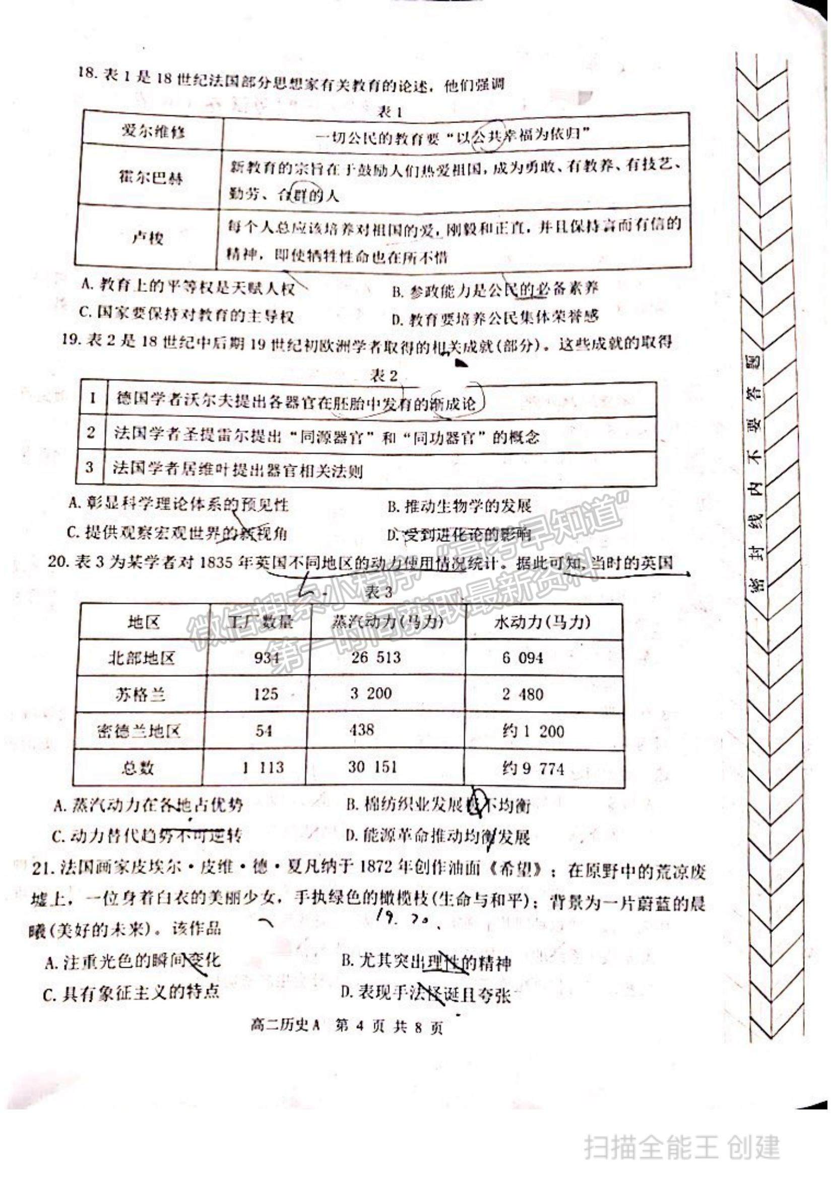 2021內(nèi)蒙古赤峰市高二下學期期末考試歷史A卷試題及參考答案