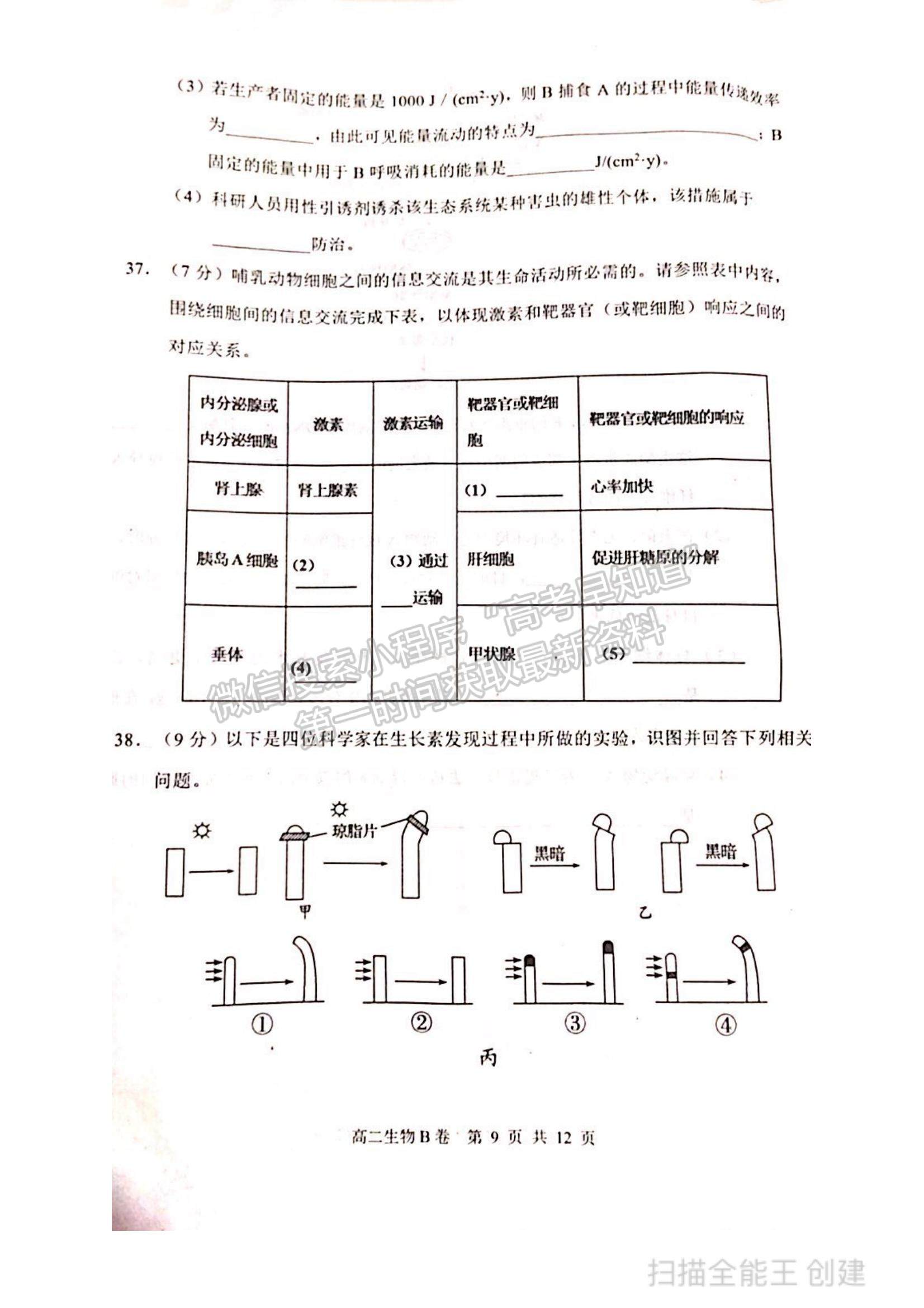 2021內(nèi)蒙古赤峰市高二下學(xué)期期末考試生物B卷試題及參考答案