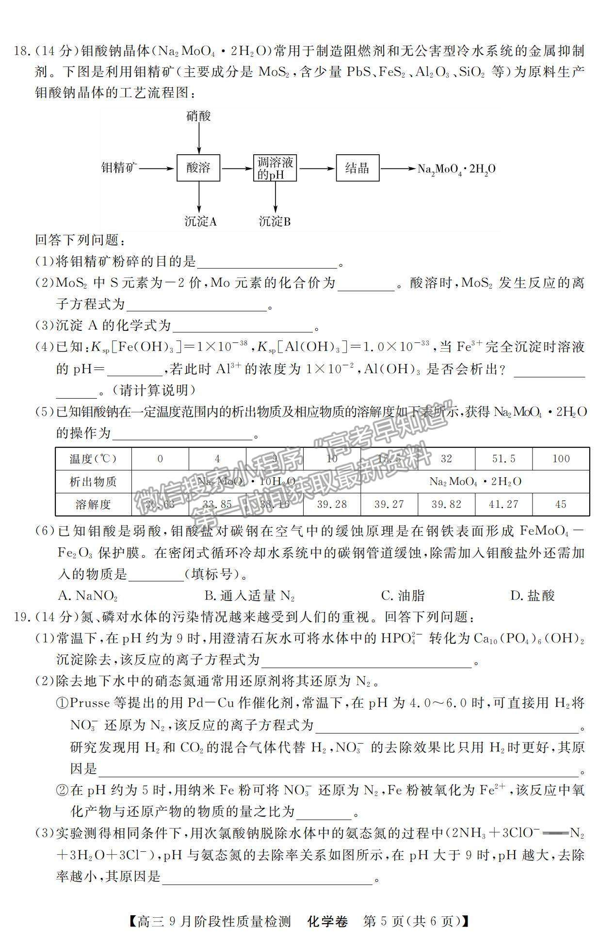 2022廣東省高三上學(xué)期9月階段性質(zhì)量檢測化學(xué)試題及參考答案