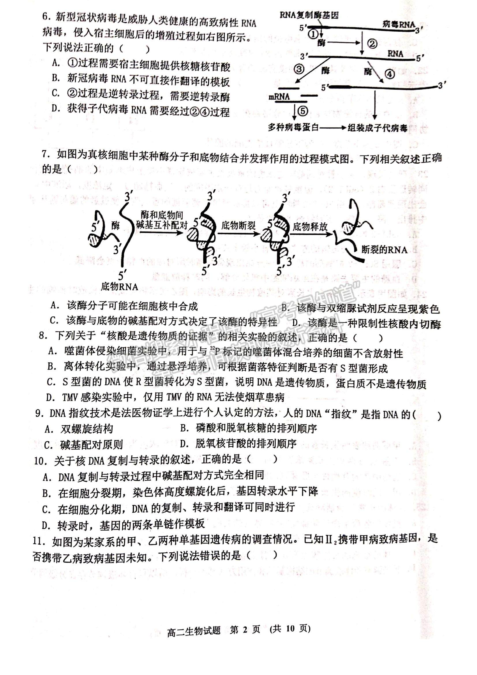 2021江西省新余市高二下學期期末考試生物試題及參考答案