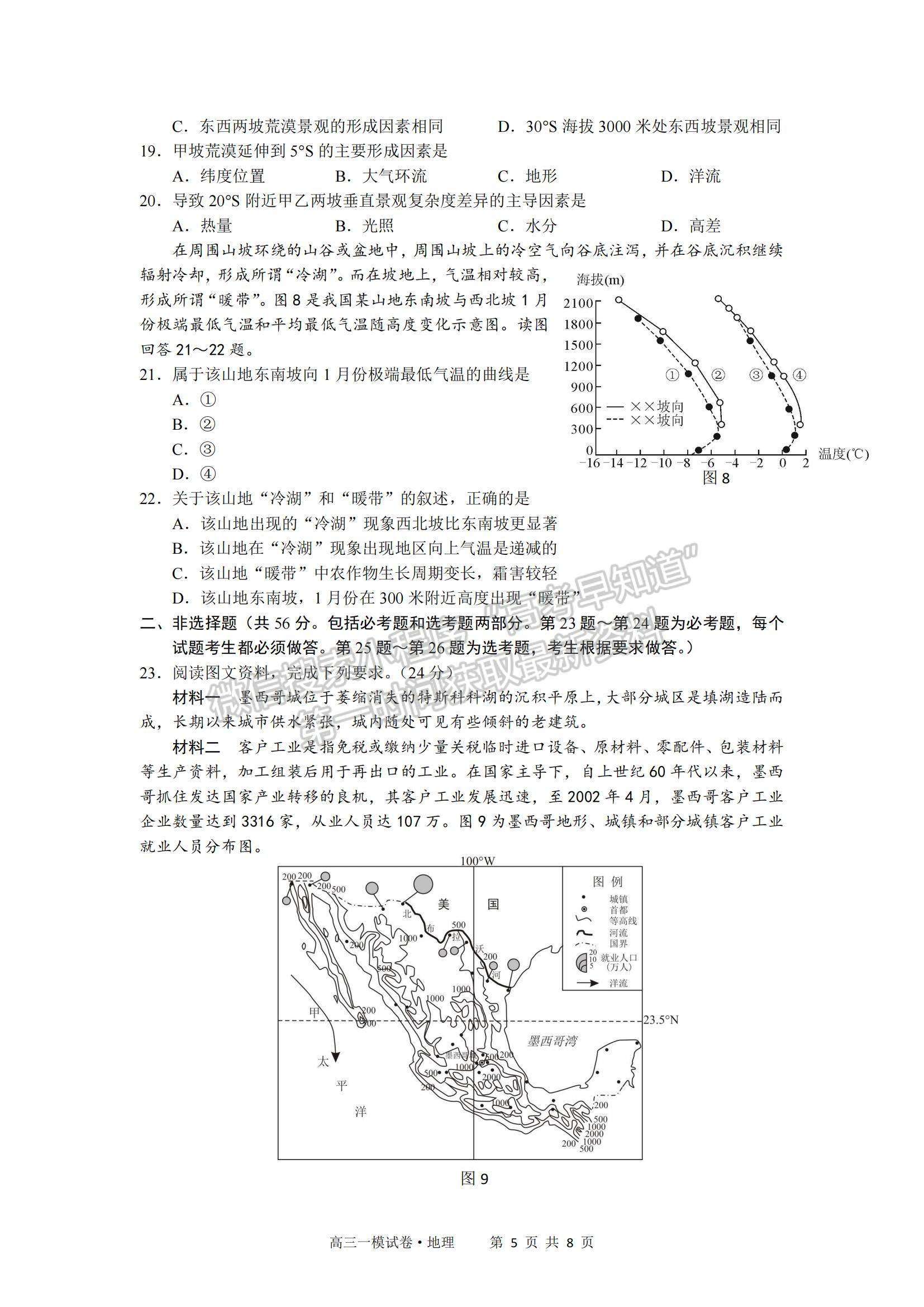 2022江西省南昌市實驗中學(xué)高三一模地理試題及參考答案