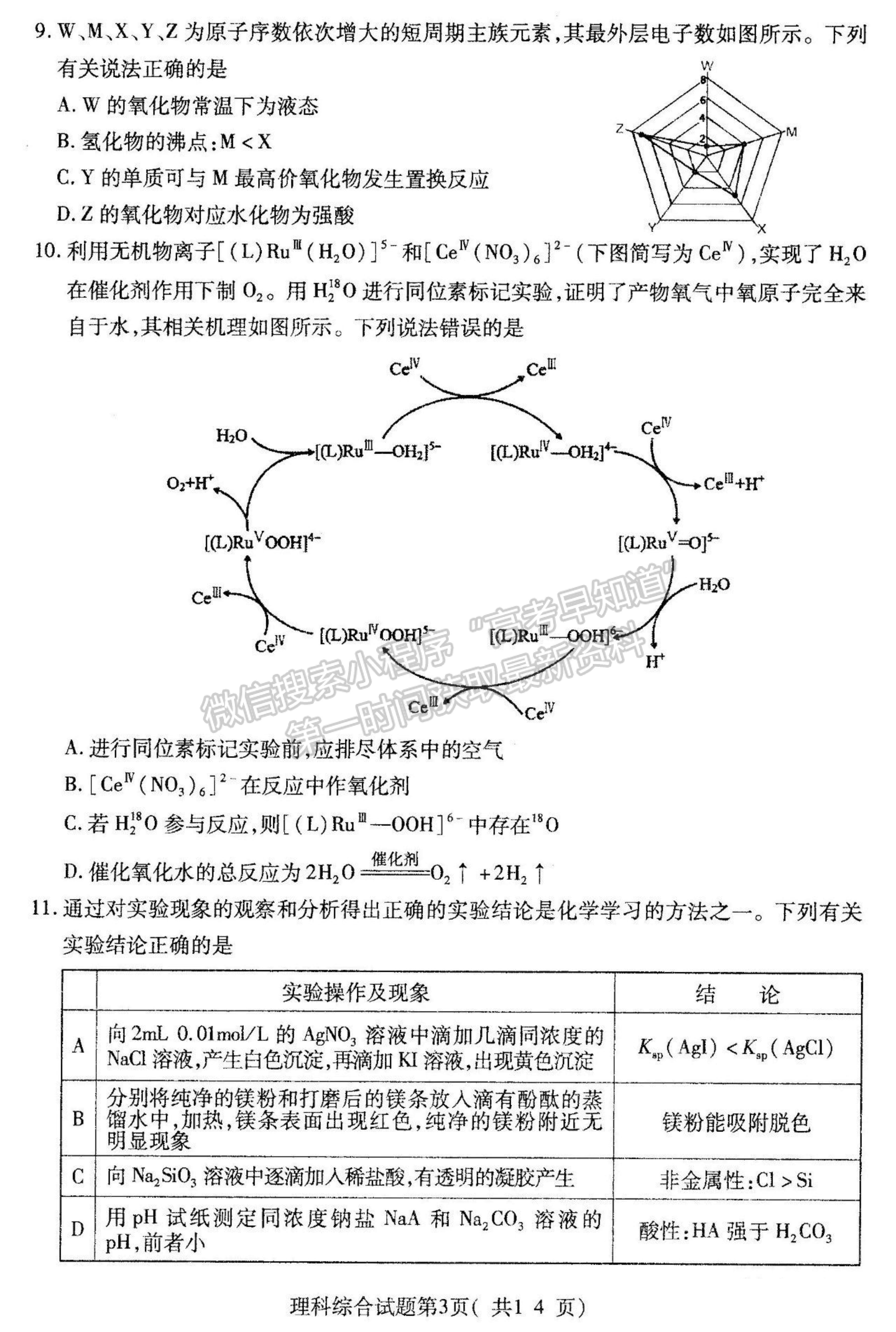 2021山西省臨汾市高三高考考前適應(yīng)性訓(xùn)練考試（三）理綜試題及參考答案