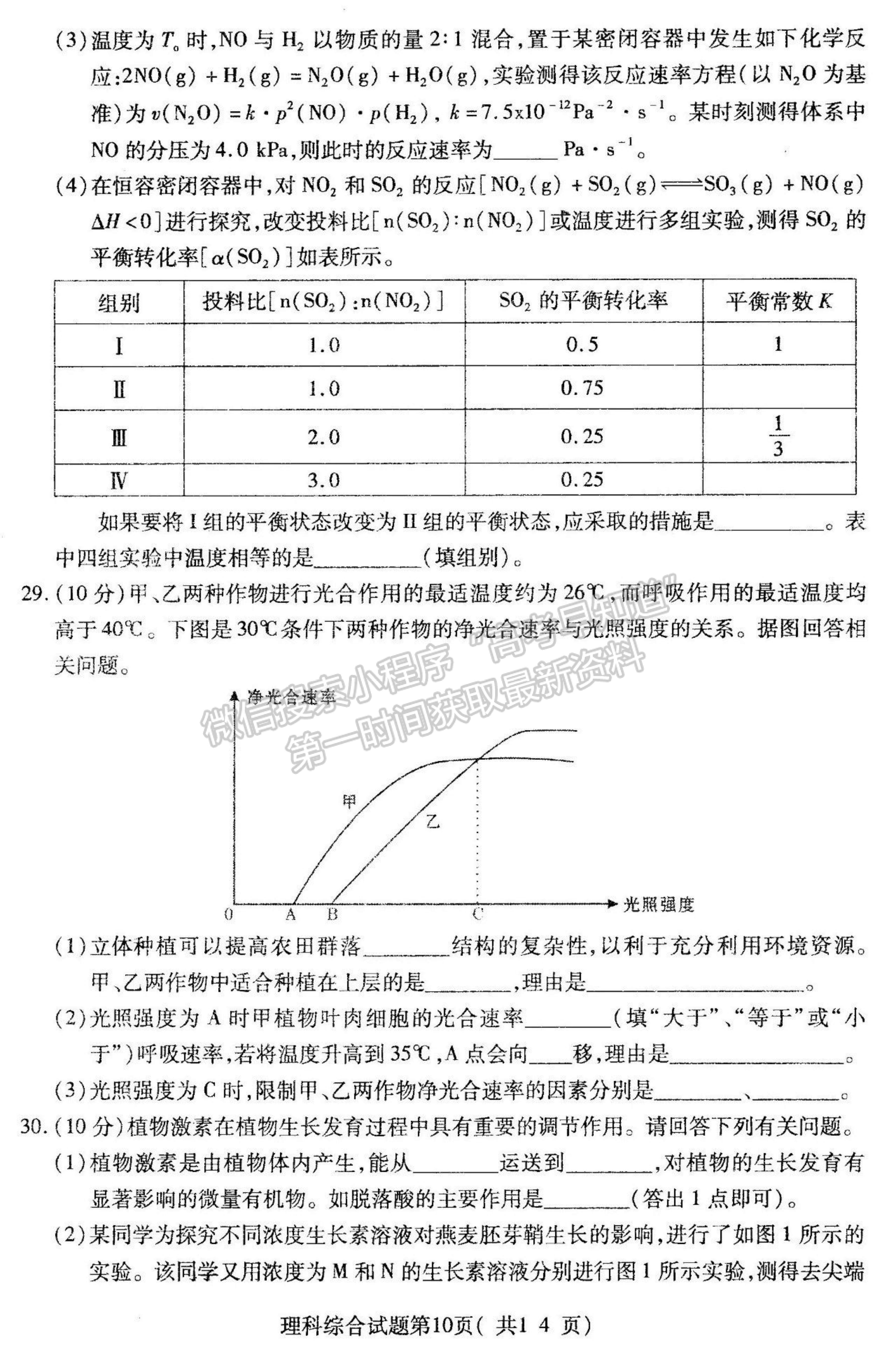 2021山西省臨汾市高三高考考前適應(yīng)性訓(xùn)練考試（三）理綜試題及參考答案