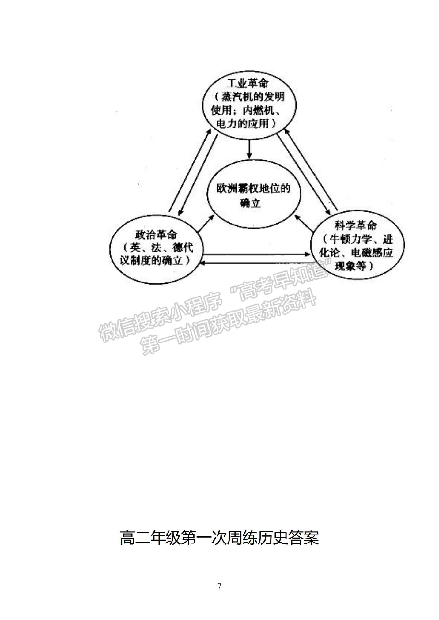 2022湖北省沙市中學(xué)高二上學(xué)期9月第一次周練（半月考）歷史試題及參考答案