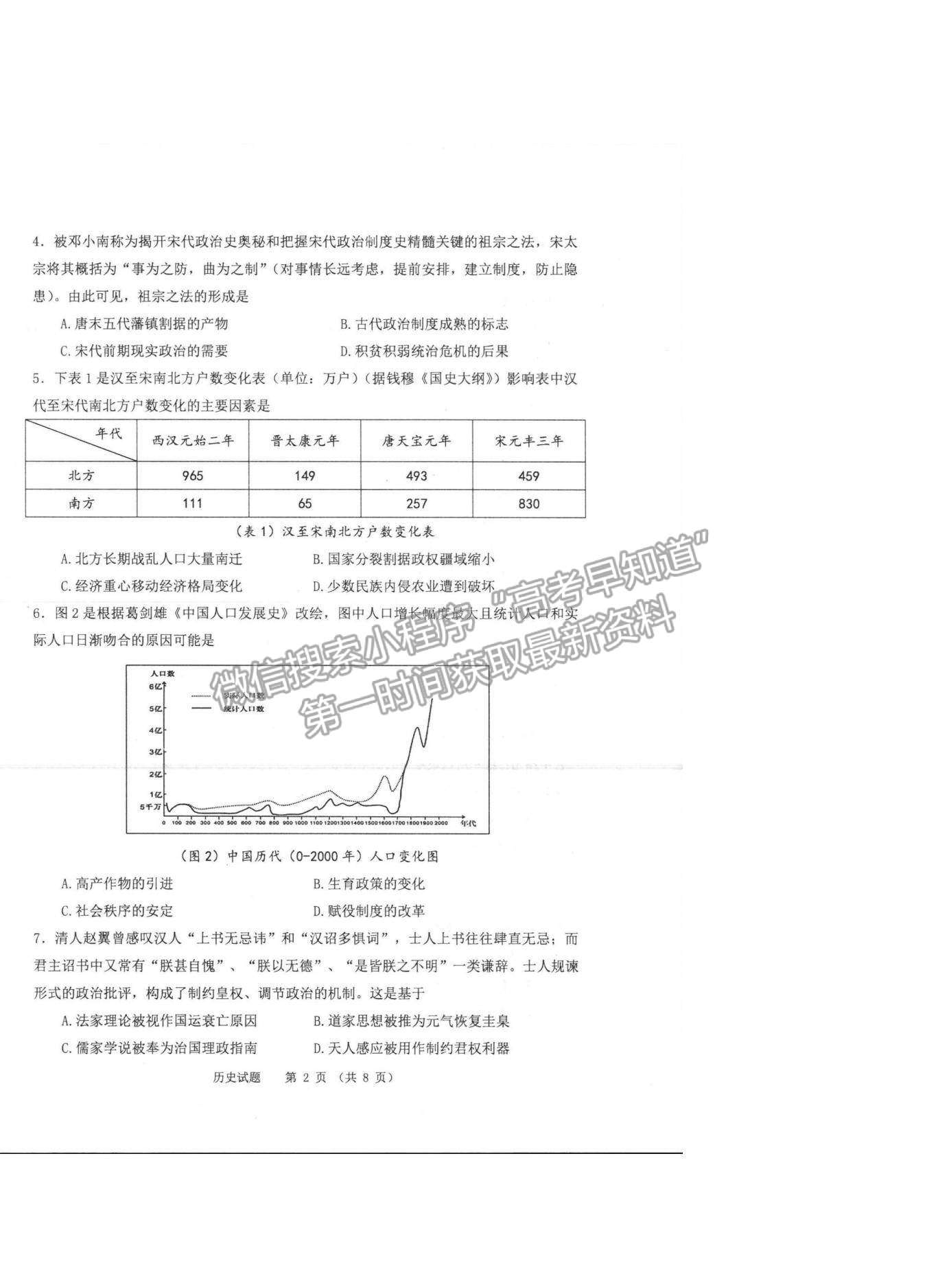 2022山西省長治市高三上學(xué)期9月質(zhì)量檢測歷史試題及參考答案