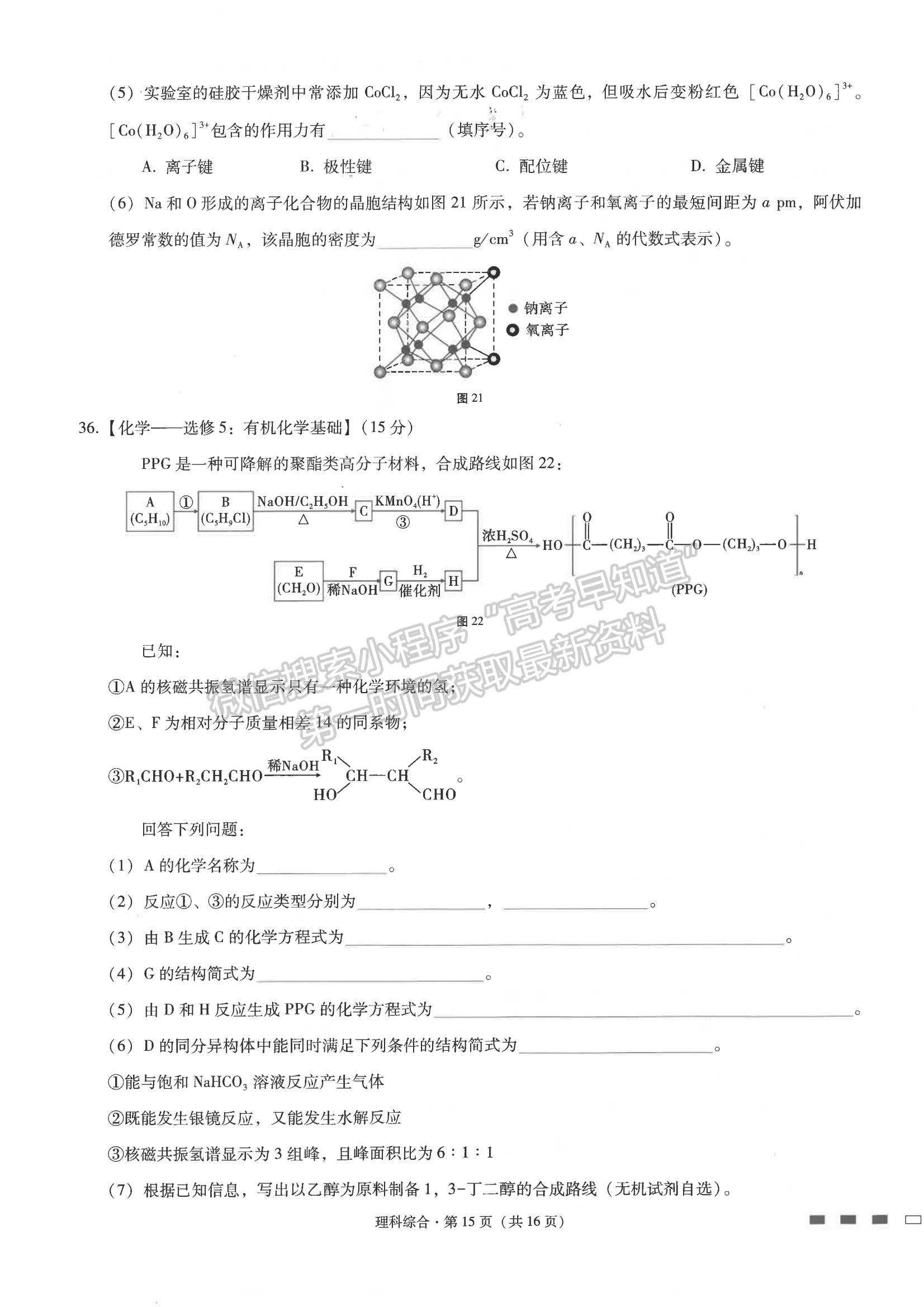 2022云師大附中高三高考適應(yīng)性月考卷（三）理綜試卷及答案