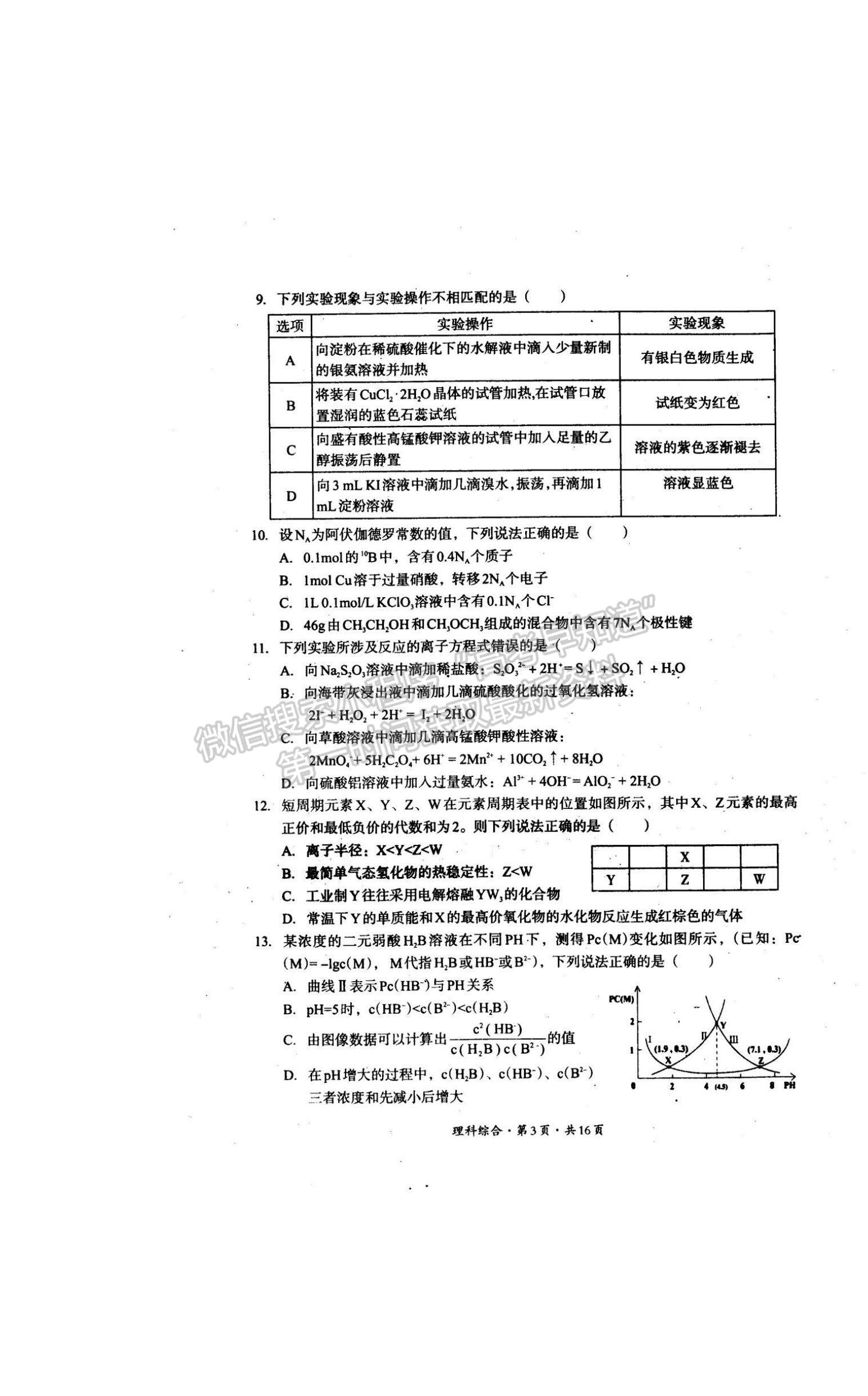 2022巴中零診理綜試卷及參考答案