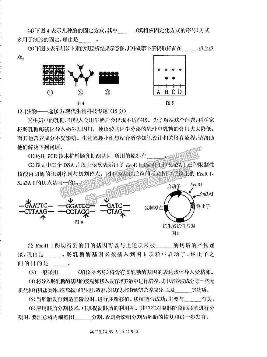 2021開封高二期末考試生物試題及參考答案