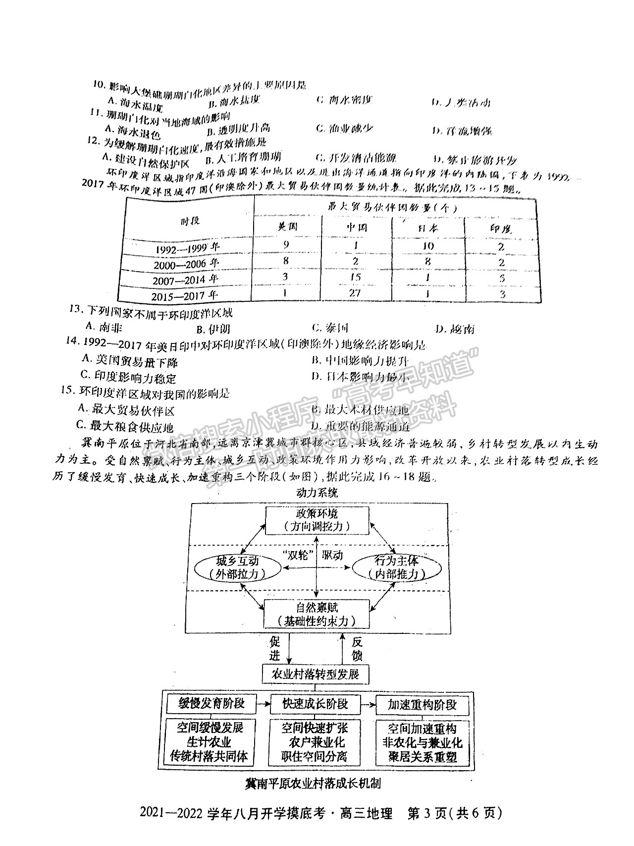 2022安徽五校聯(lián)盟高三開(kāi)學(xué)考試地理試卷