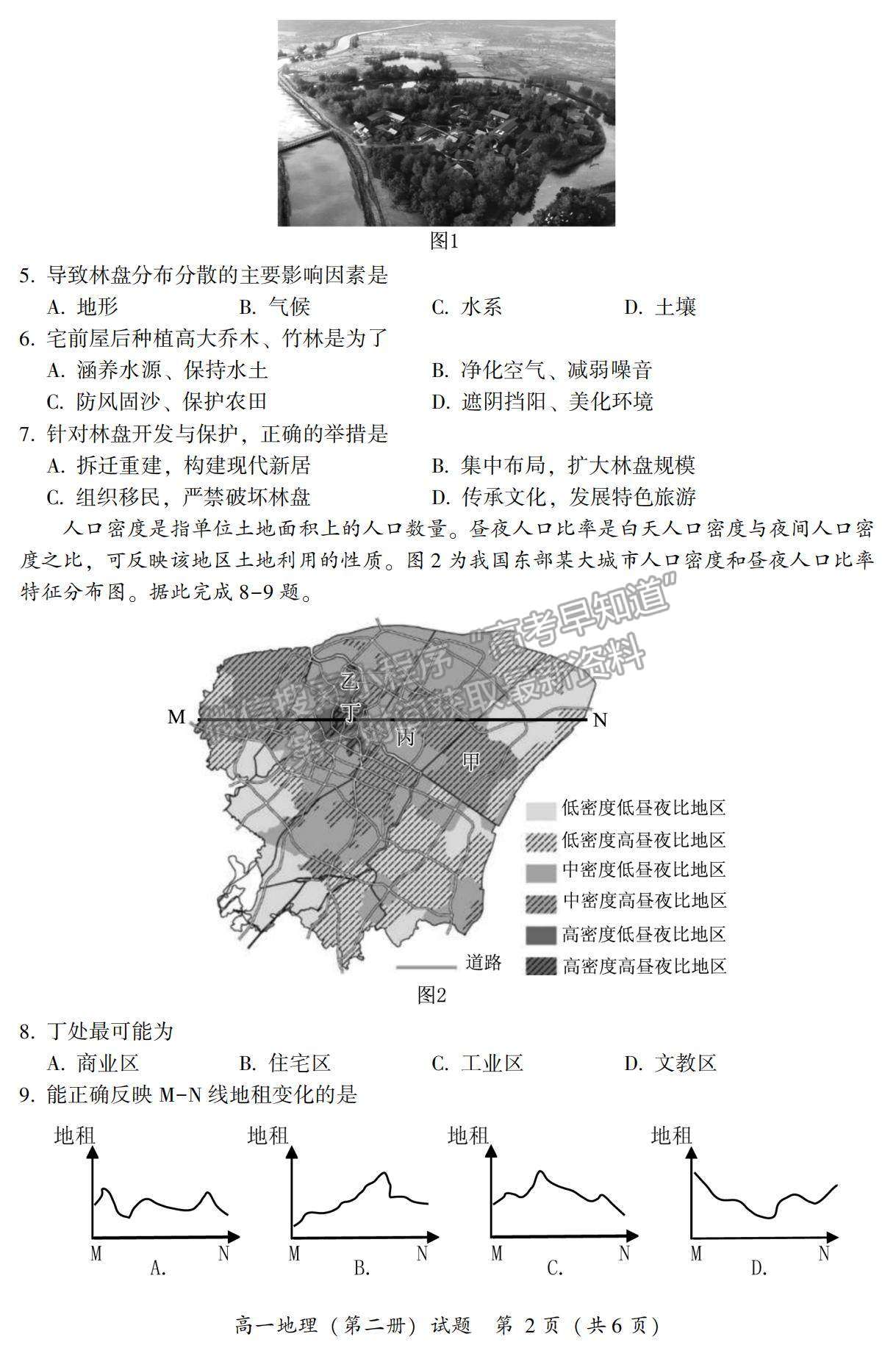 2021漳州市高一下學(xué)期期末質(zhì)檢地理試題及參考答案