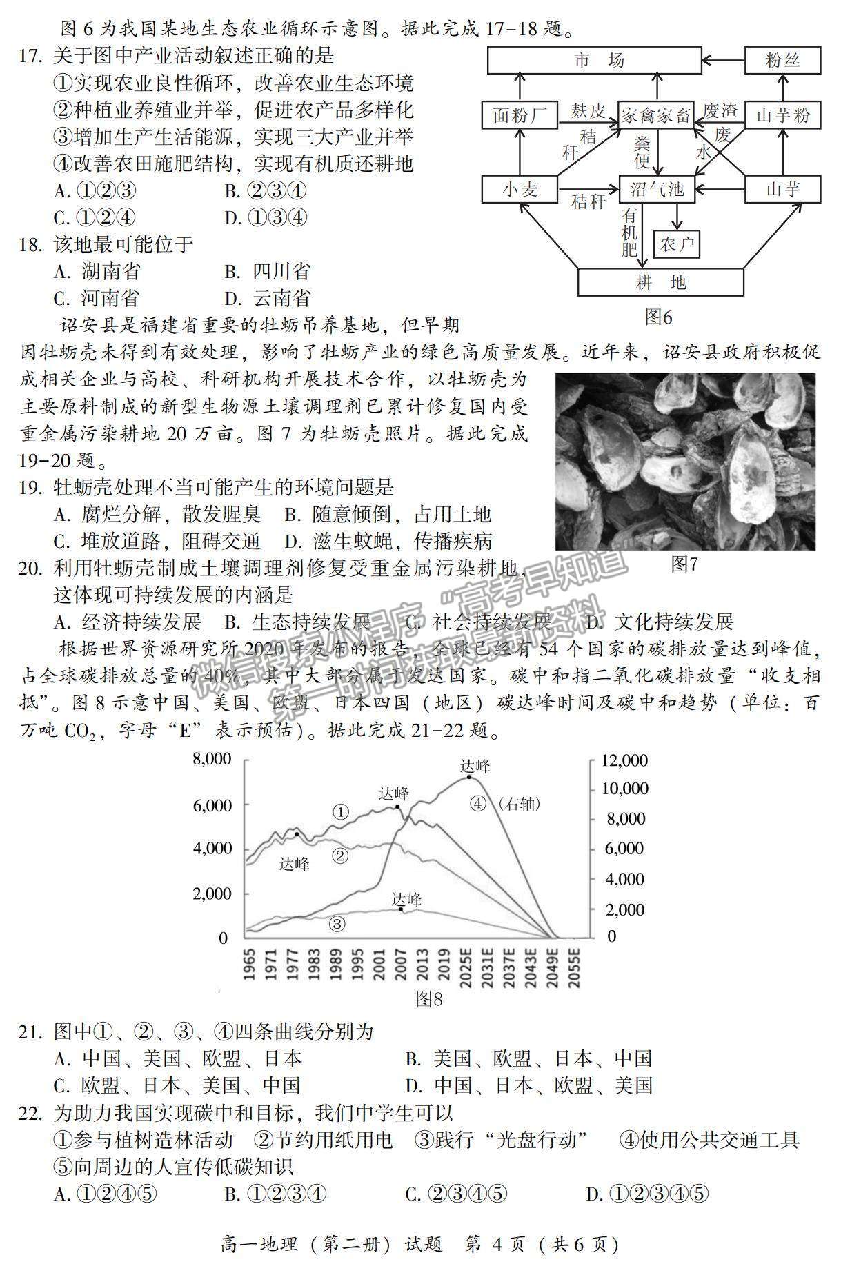 2021漳州市高一下學(xué)期期末質(zhì)檢地理試題及參考答案