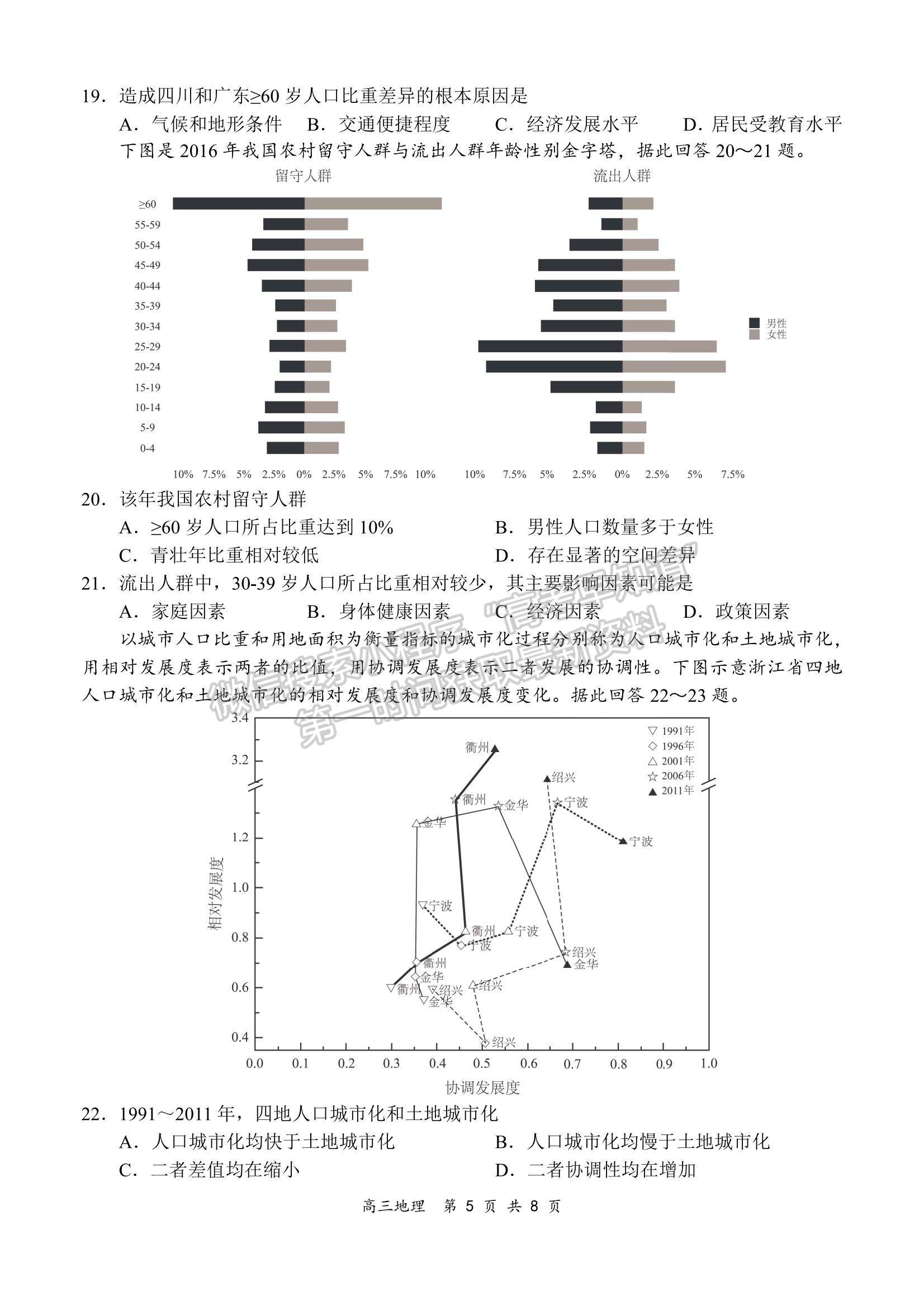 2022全國百強(qiáng)校領(lǐng)軍考試高三9月聯(lián)考地理試題及參考答案