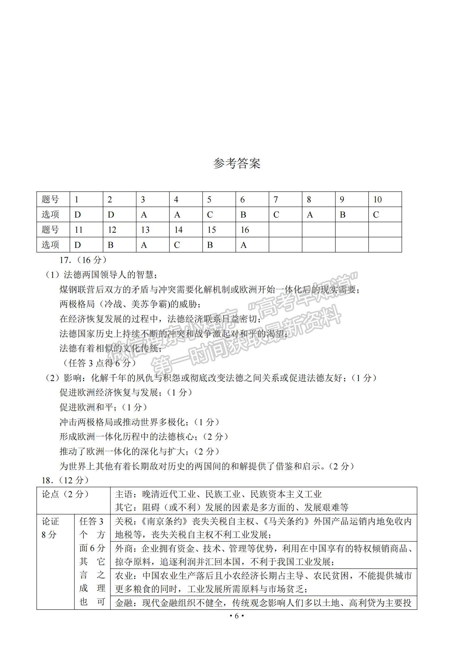 2022江蘇省蘇州市高三上學(xué)期期初調(diào)研考試歷史試題及參考答案