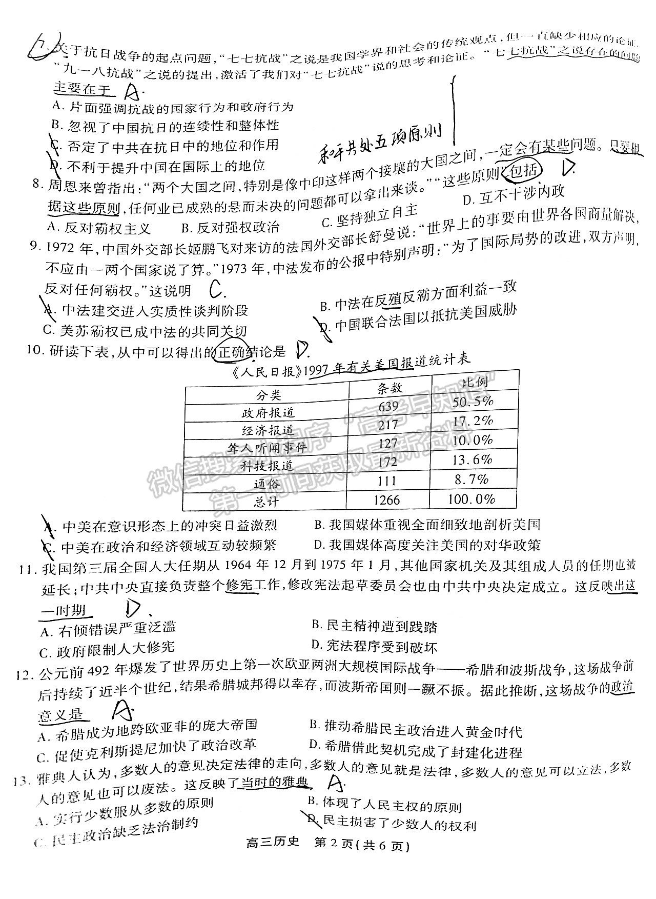 2022安徽鼎尖教育高三10月聯(lián)考歷史試卷及試卷