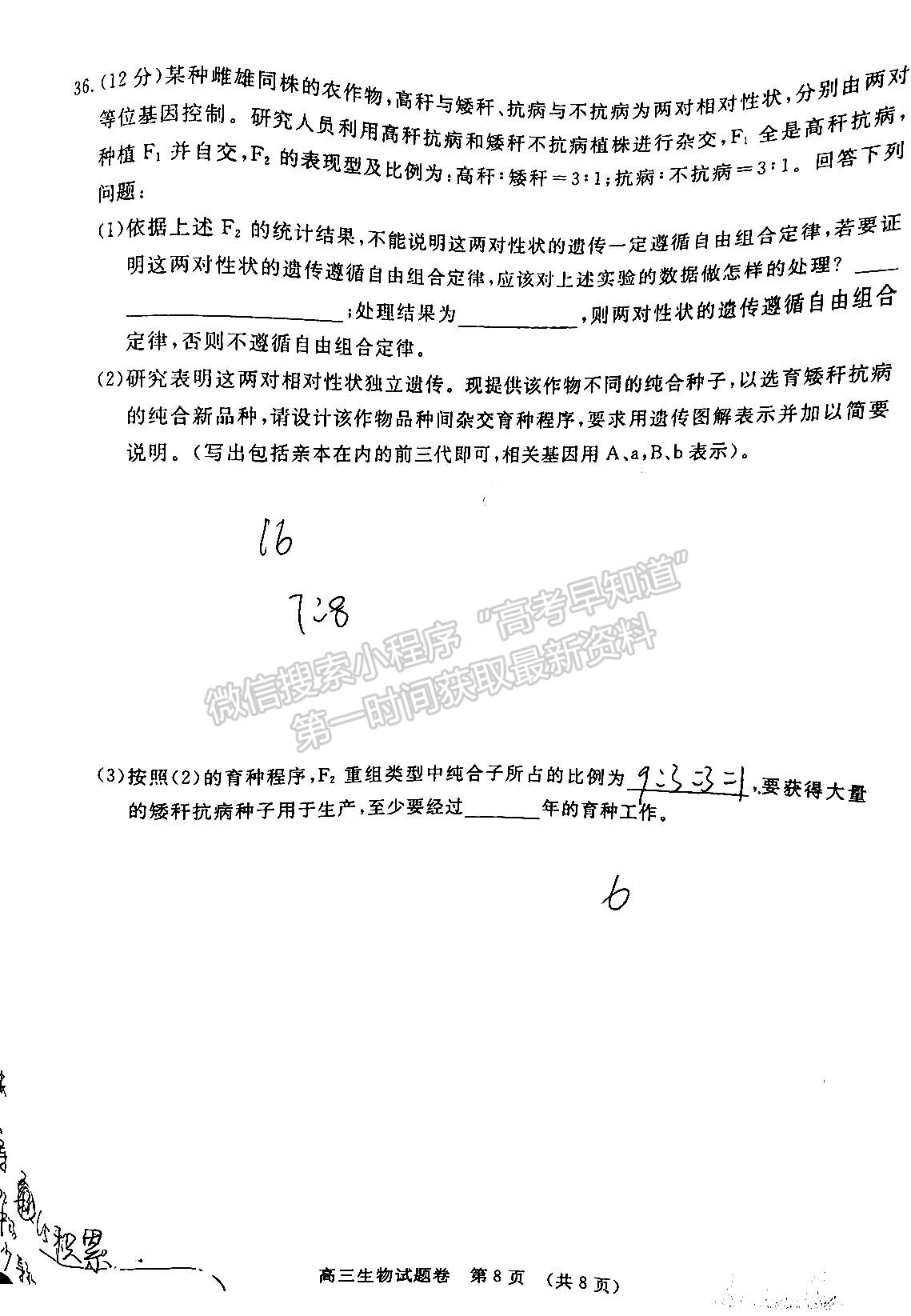 2022江西恩博/贛撫吉六校10月聯(lián)考生物試卷及答案