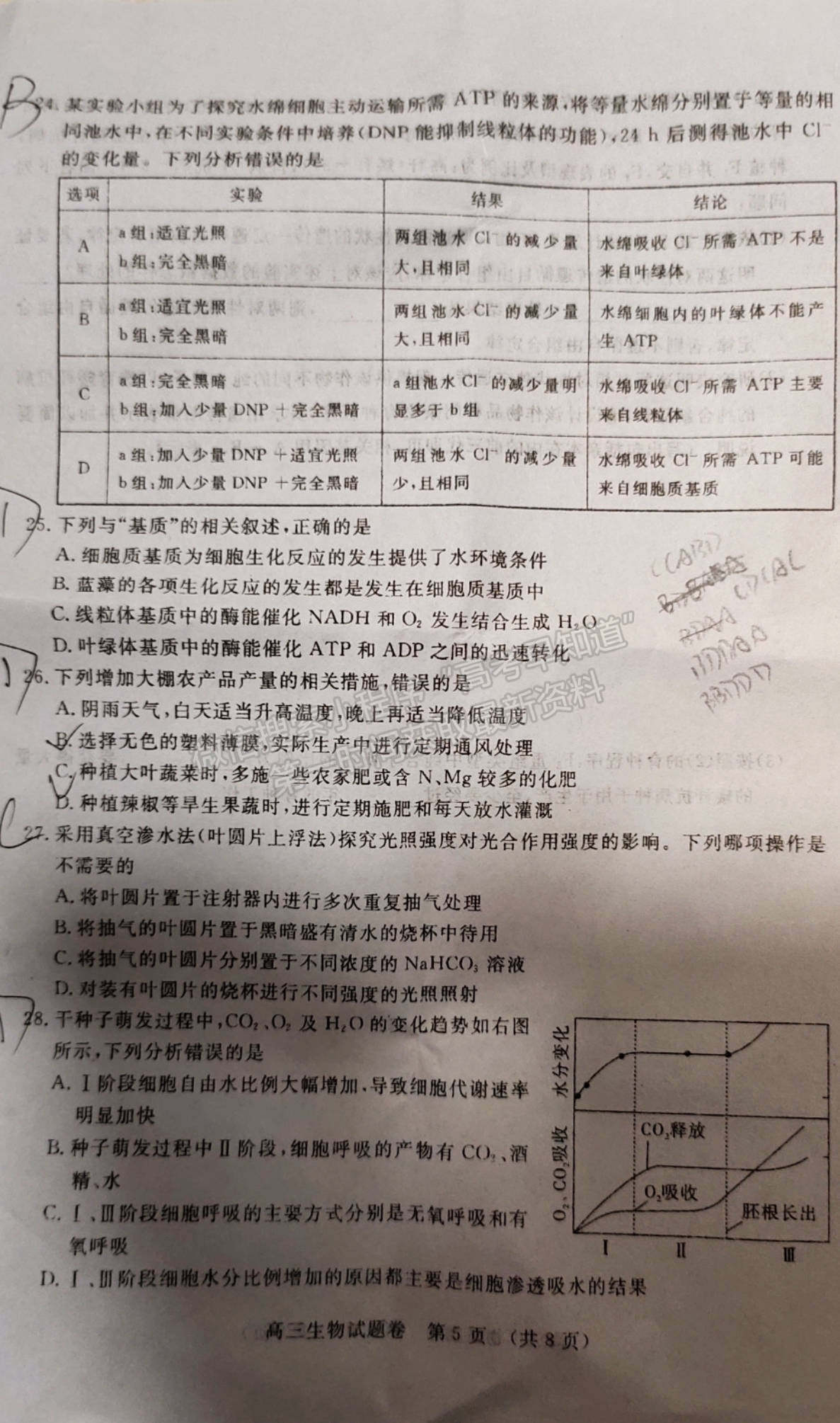 2022江西省高三上學(xué)期階段性教學(xué)質(zhì)量監(jiān)測卷生物試卷及答案