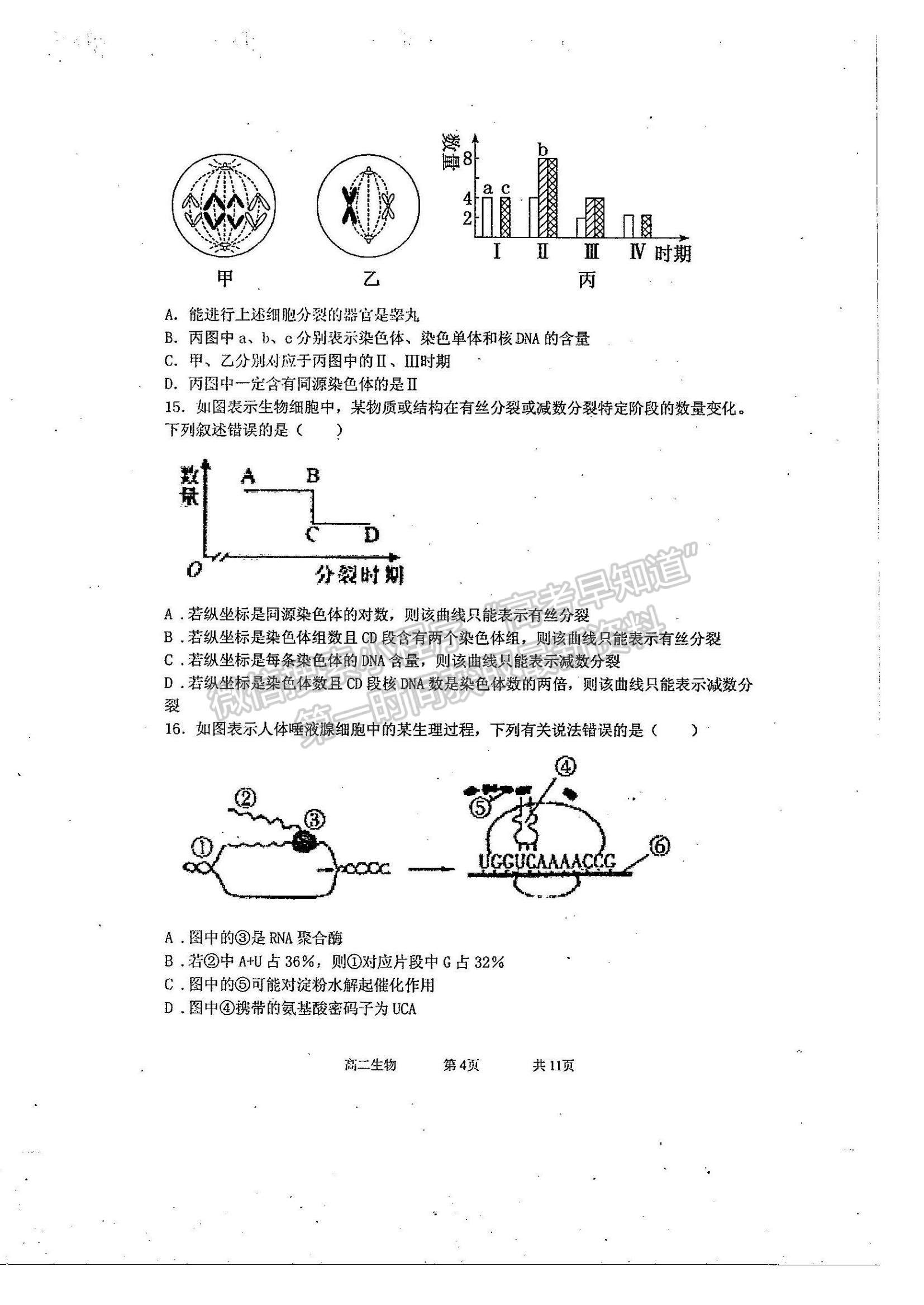 2021河北省石家莊二中實驗學校高二上學期開學學情調研考試生物試題及參考答案