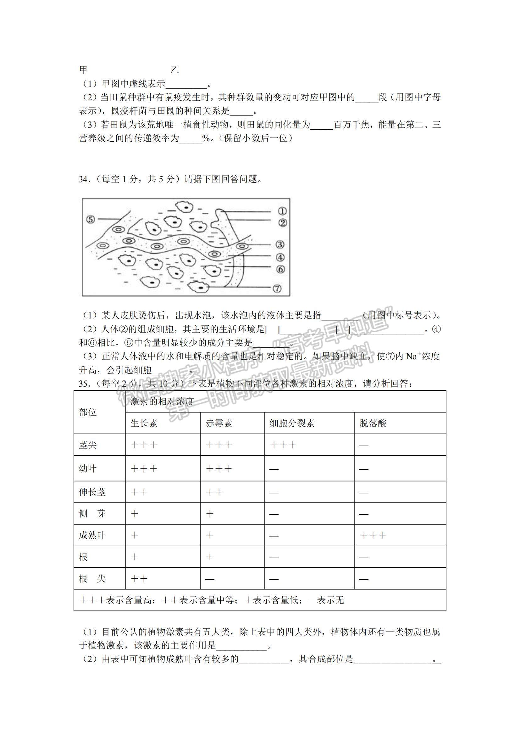 2021江西南昌蓮塘三中高二下學(xué)期第四次月考生物試題及參考答案