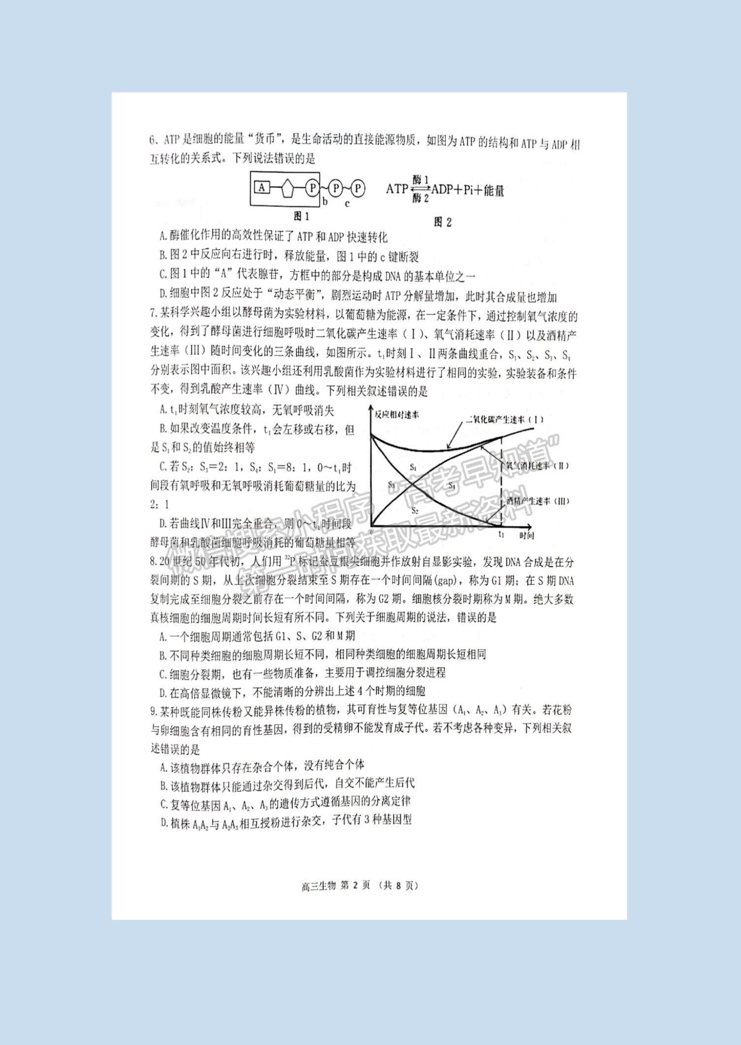 2022山東省濰坊市高三10月階段性檢生物試卷及參考答案