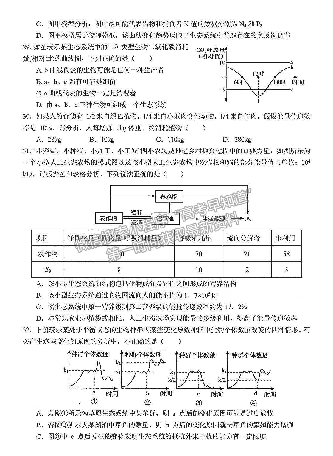 2022河南省南陽(yáng)一中高三第二次月考生物試題及參考答案