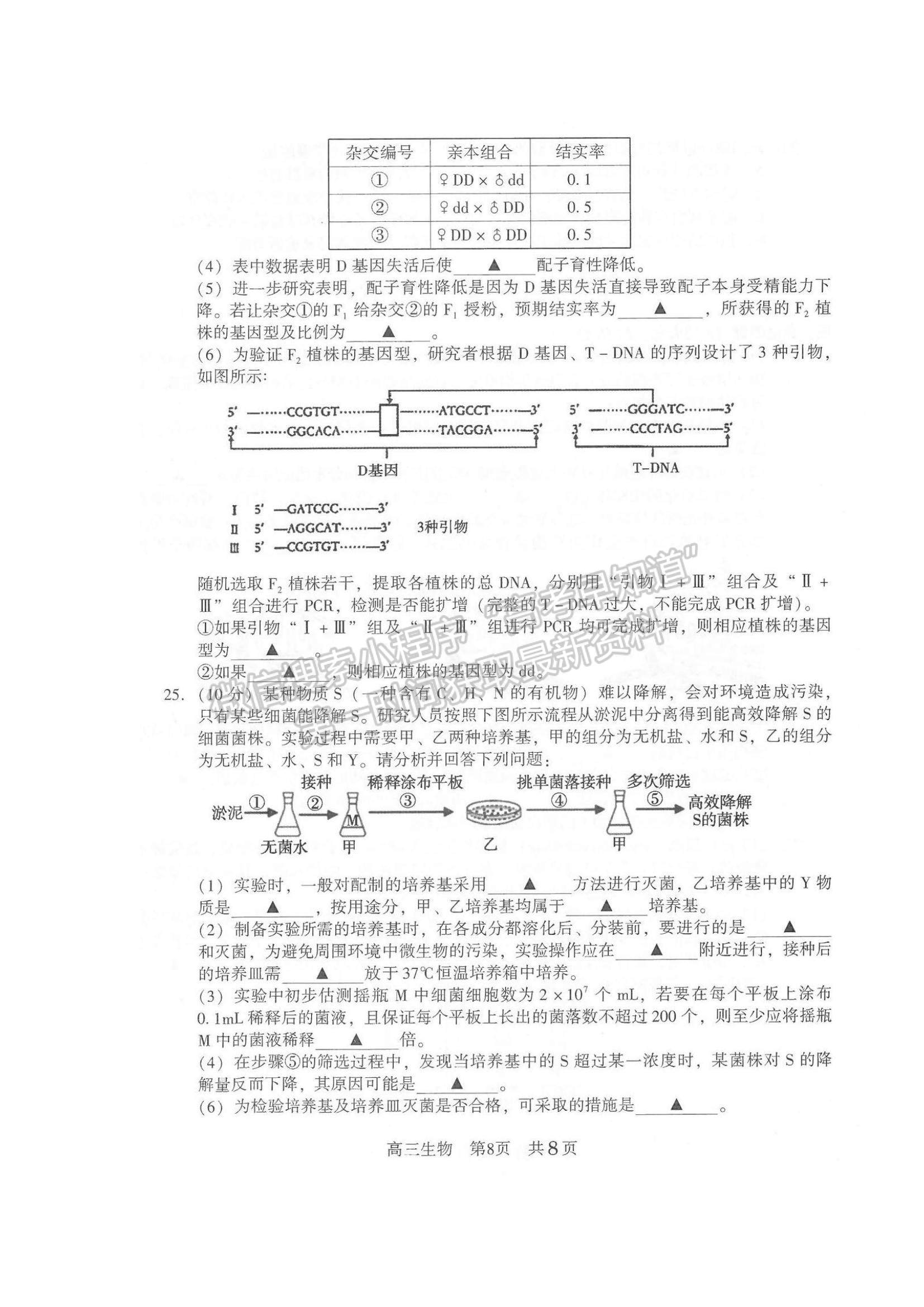 2022江蘇省常熟市高三上學(xué)期階段性抽測(cè)一生物試題及參考答案