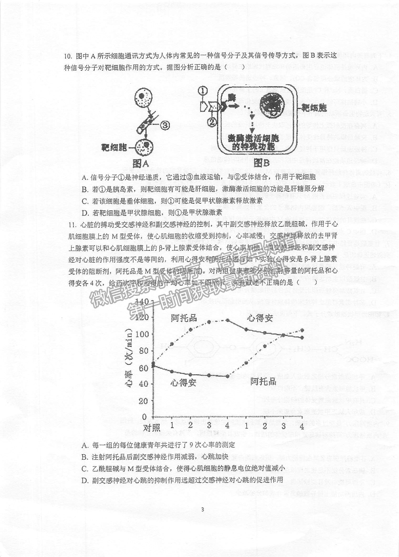 2022江蘇省泰州中學高二上學期第一次月度檢測生物試題及參考答案