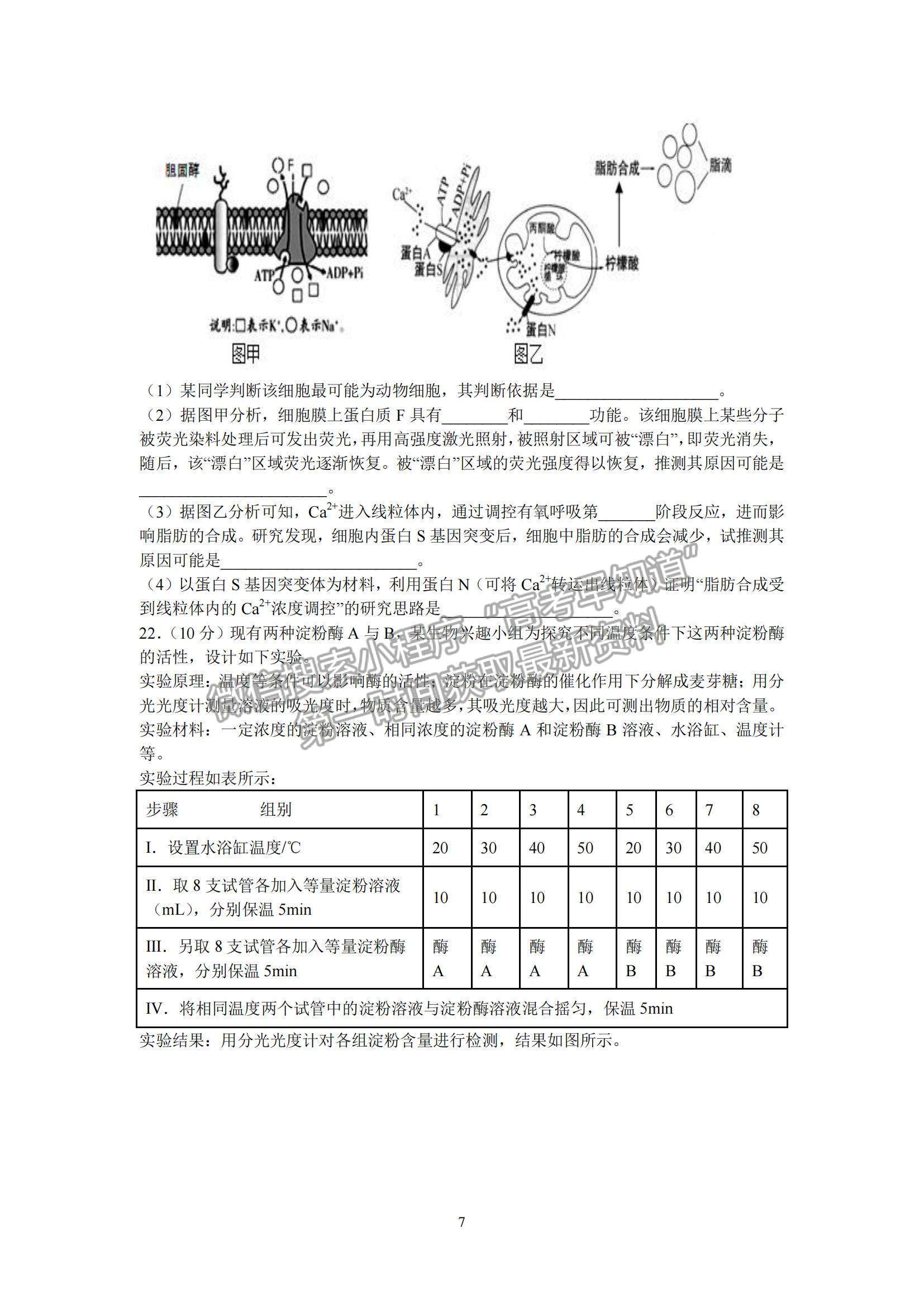 2022山東學情高三上學期10月聯(lián)合考試生物B卷試題及參考答案